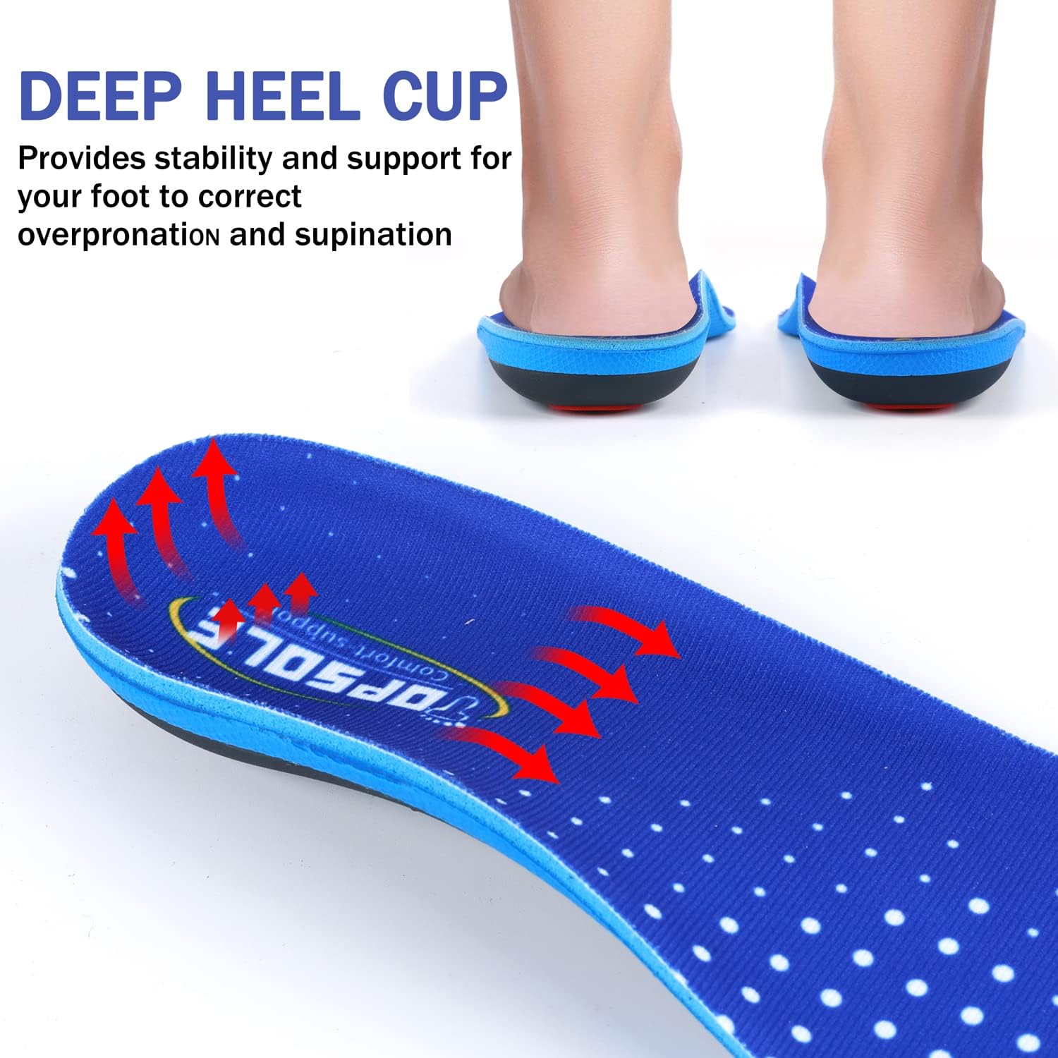 Detalle 2 de TOPSOLE Orthopädische Einlegesohlen für Plantarfasziitis, Fersensporn & Plattfuß (Damen & Herren)