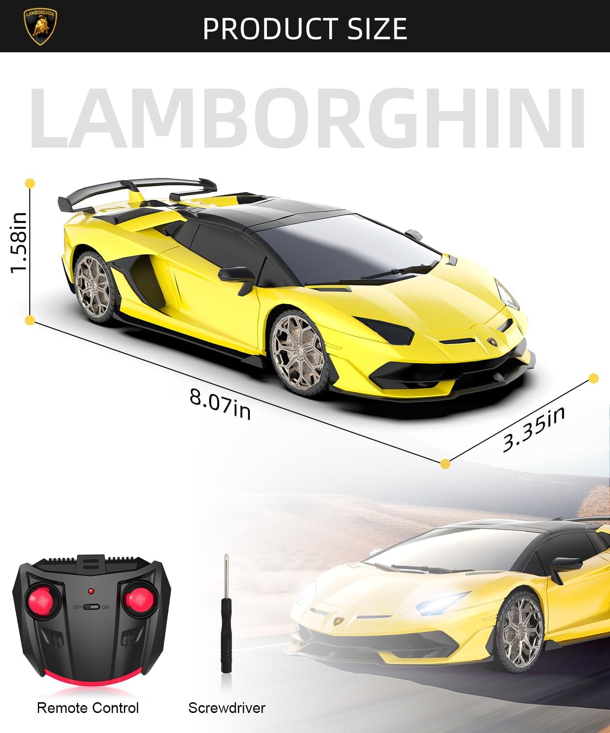 Detalle de AEROQUEST Lamborghini RC Car 1:24 Scale – Officially Licensed SVJ Aventador Style