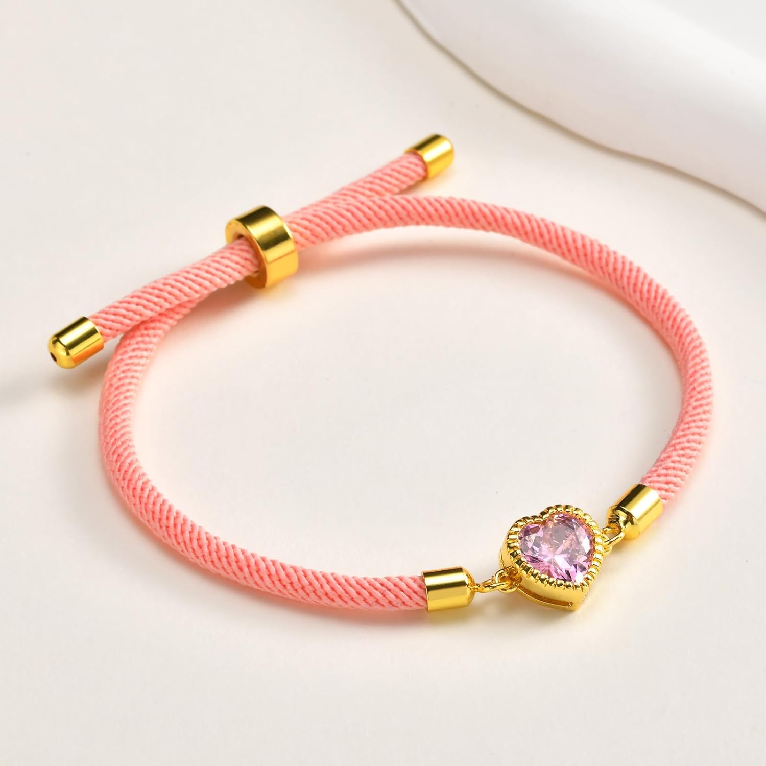Thumbnail 2 de Gamtic Herz Armband Damen Freundschaftsarmband mit CZ-Herz, verstellbarem Knoten & Glückskarte