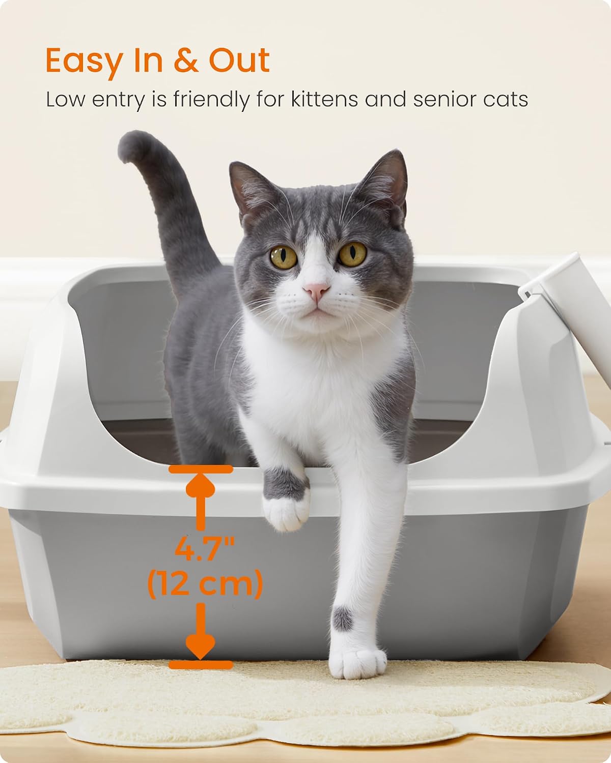 Thumbnail 5 de Feandrea High Sided Cat Litter Tray, XL Open Top with Scoop (PPT009W101)