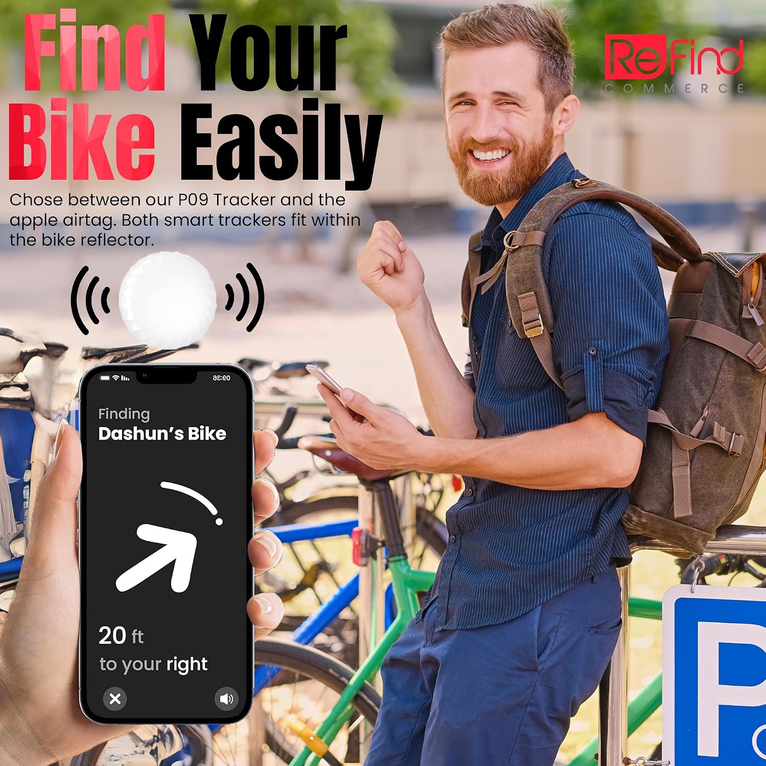 Detalle de Airtag bike reflector tracker IP67