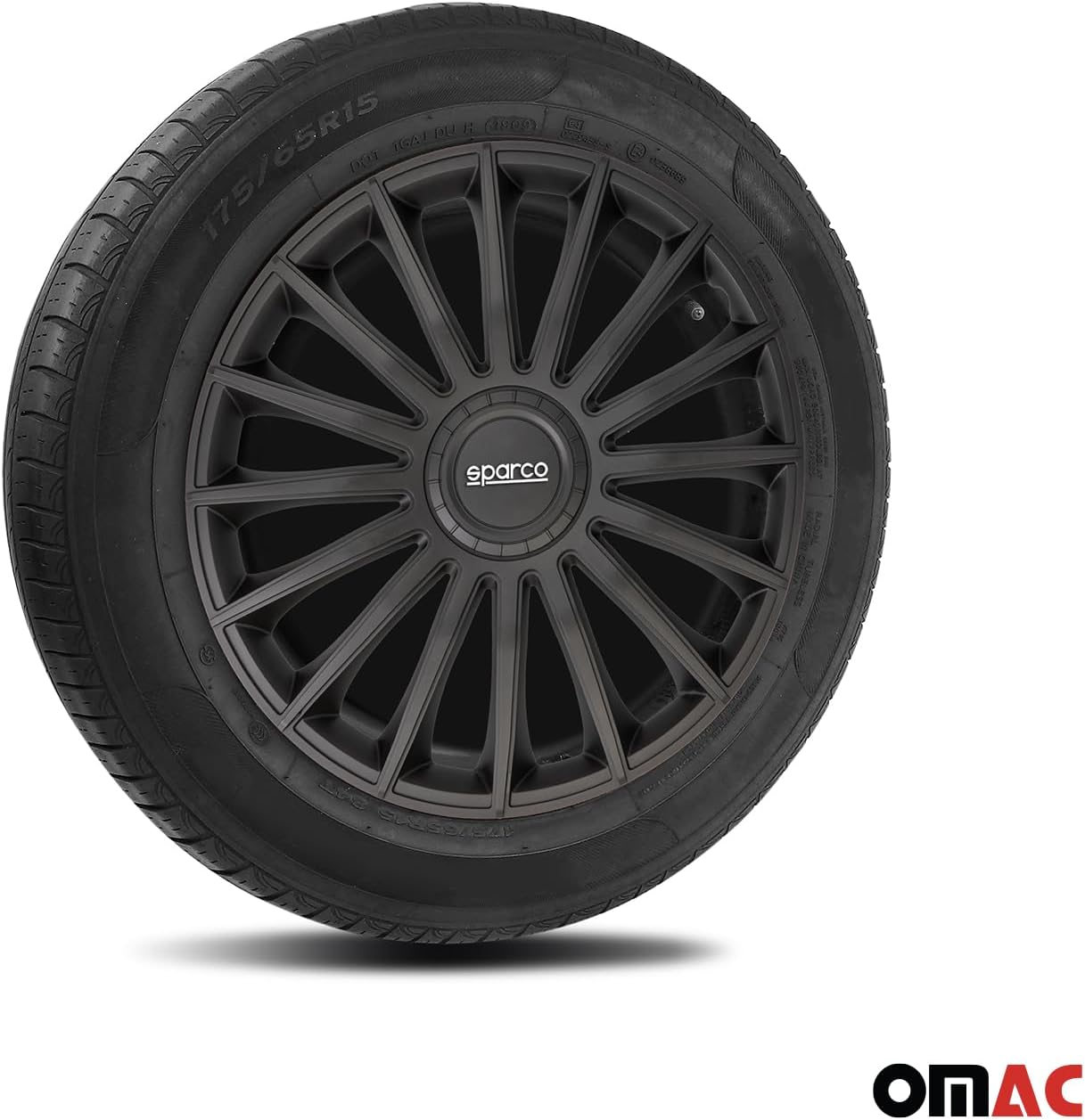 Thumbnail 4 de Sparco Treviso navkapslar 16 tum, svarta, ABS, snäppmontering, 4-pack