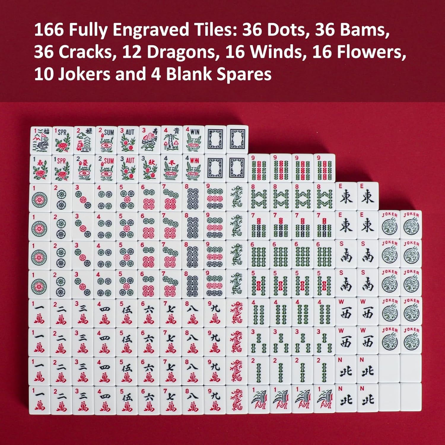 Thumbnail 4 de Jongyance American Mahjong Set (166 Tiles) with Blue/Red Carry Bag and All-in-One Racks