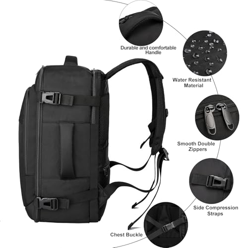 Thumbnail 4 de ENZOSUM Mochila de cabina 45x36x20 cm (30L) para avión y portátil 15.6" – Negro