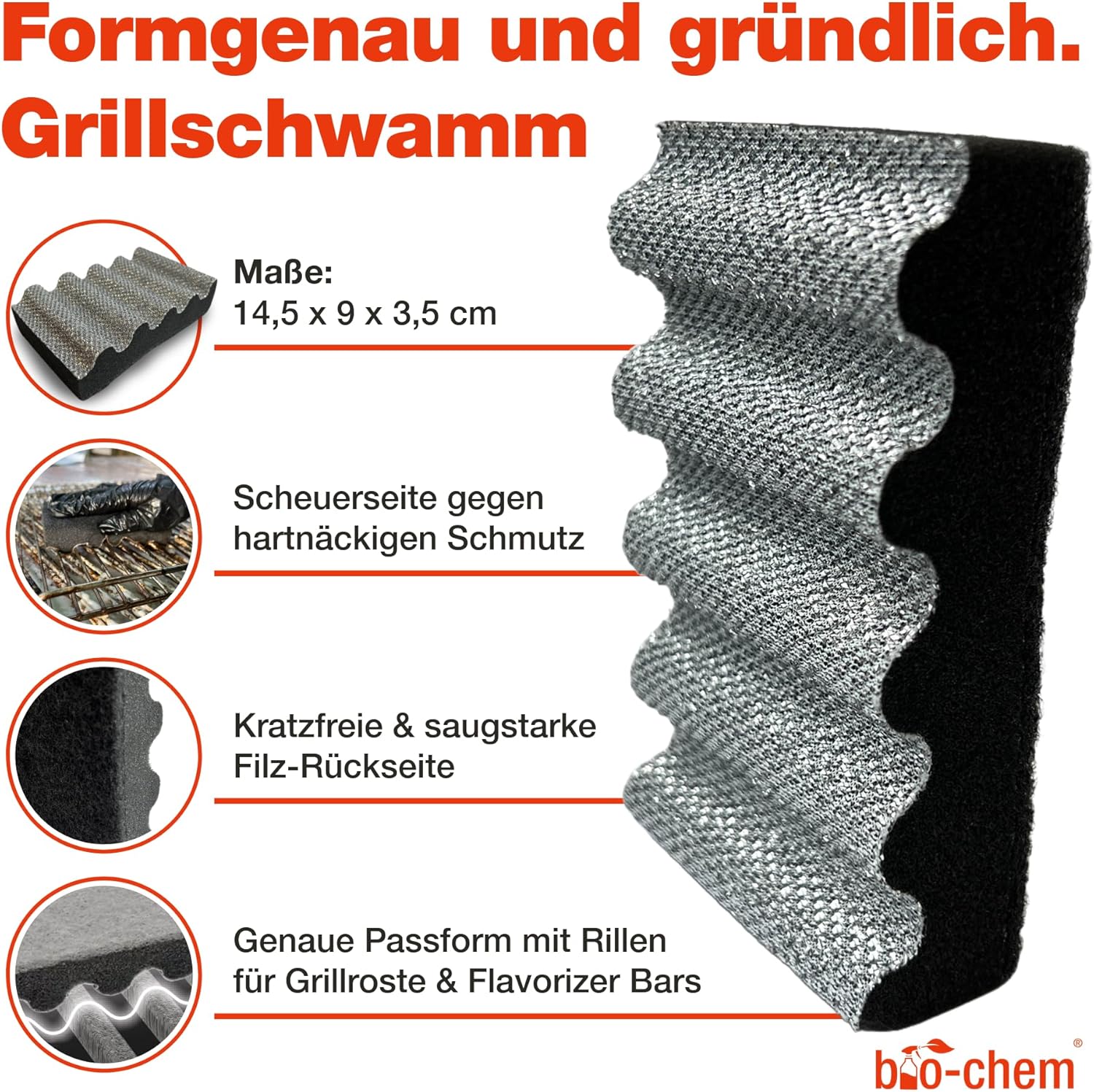 Thumbnail 2 de bio-chem Rauchharz-Entferner Konzentrat 1.000 ml für Backofen & Gasgrill (inkl. Mischflasche und Reinigungsschwamm)