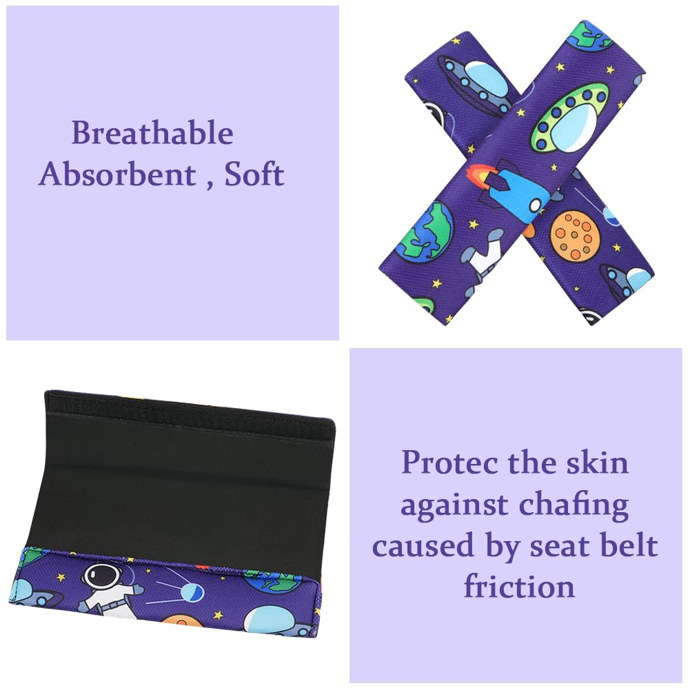 Thumbnail 2 de URAQT 2er Gurtpolster für Kinder mit Astronaut-Motiv – Gurtschutzkissen mit Samtbeutel