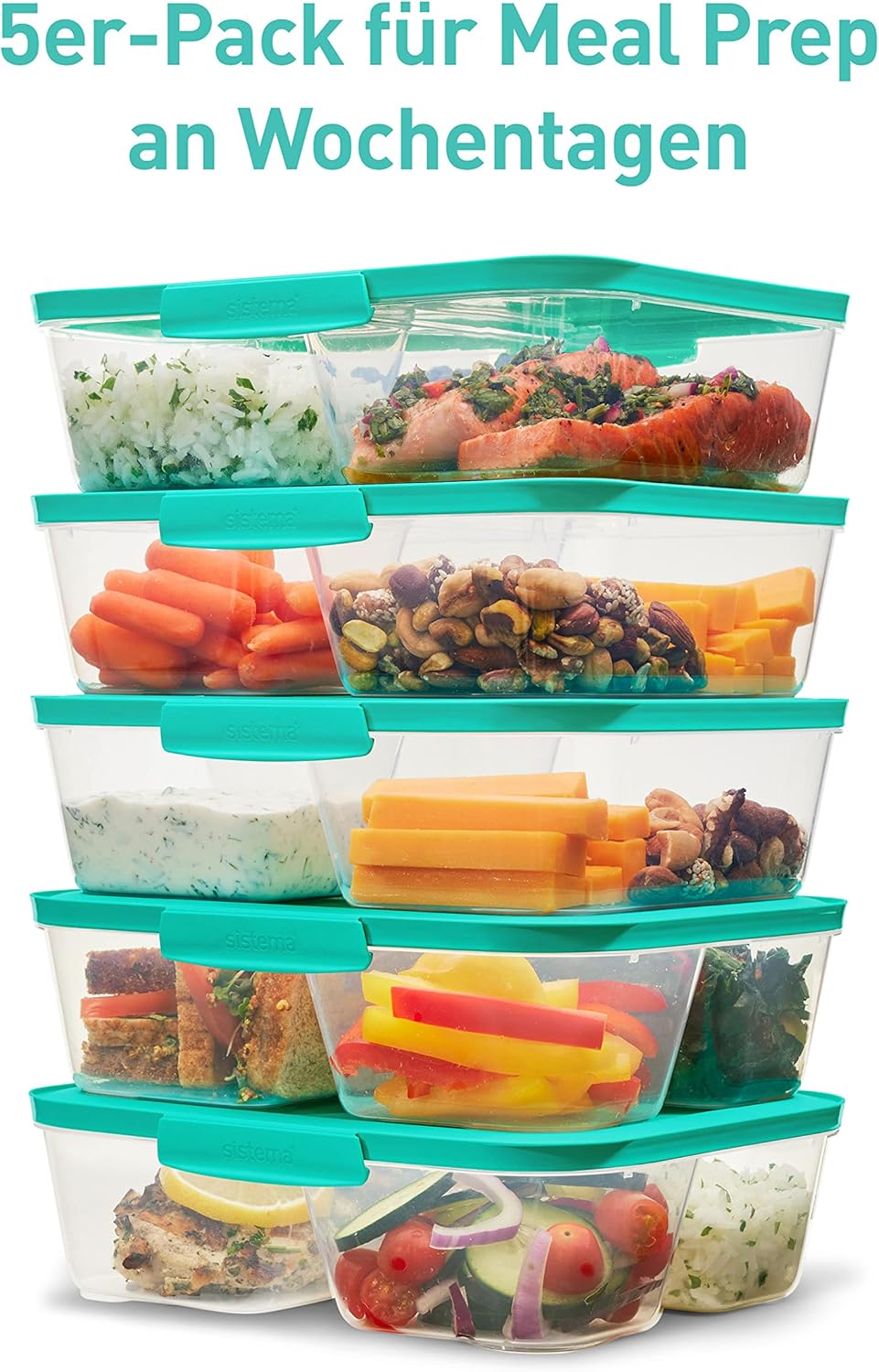 Thumbnail 4 de Sistema Nest IT Frischhaltedosen Meal Prep Boxen – 1,9 l, 5 Stück, 3 Fächer, Grün