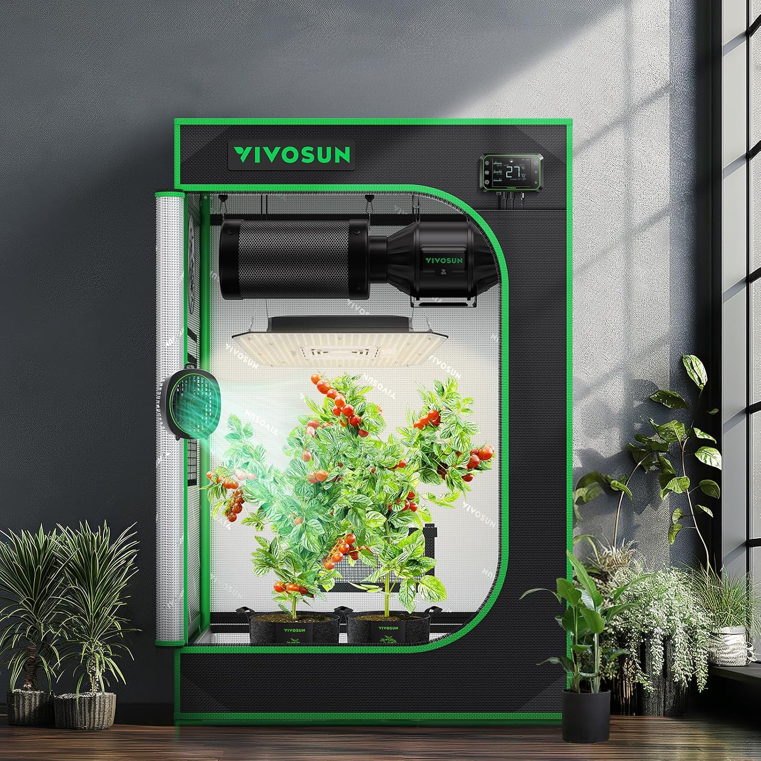 Thumbnail 6 de VIVOSUN Tenda da coltivazione 60x60x90 cm in Mylar ad alta riflettenza con finestra e vassoio