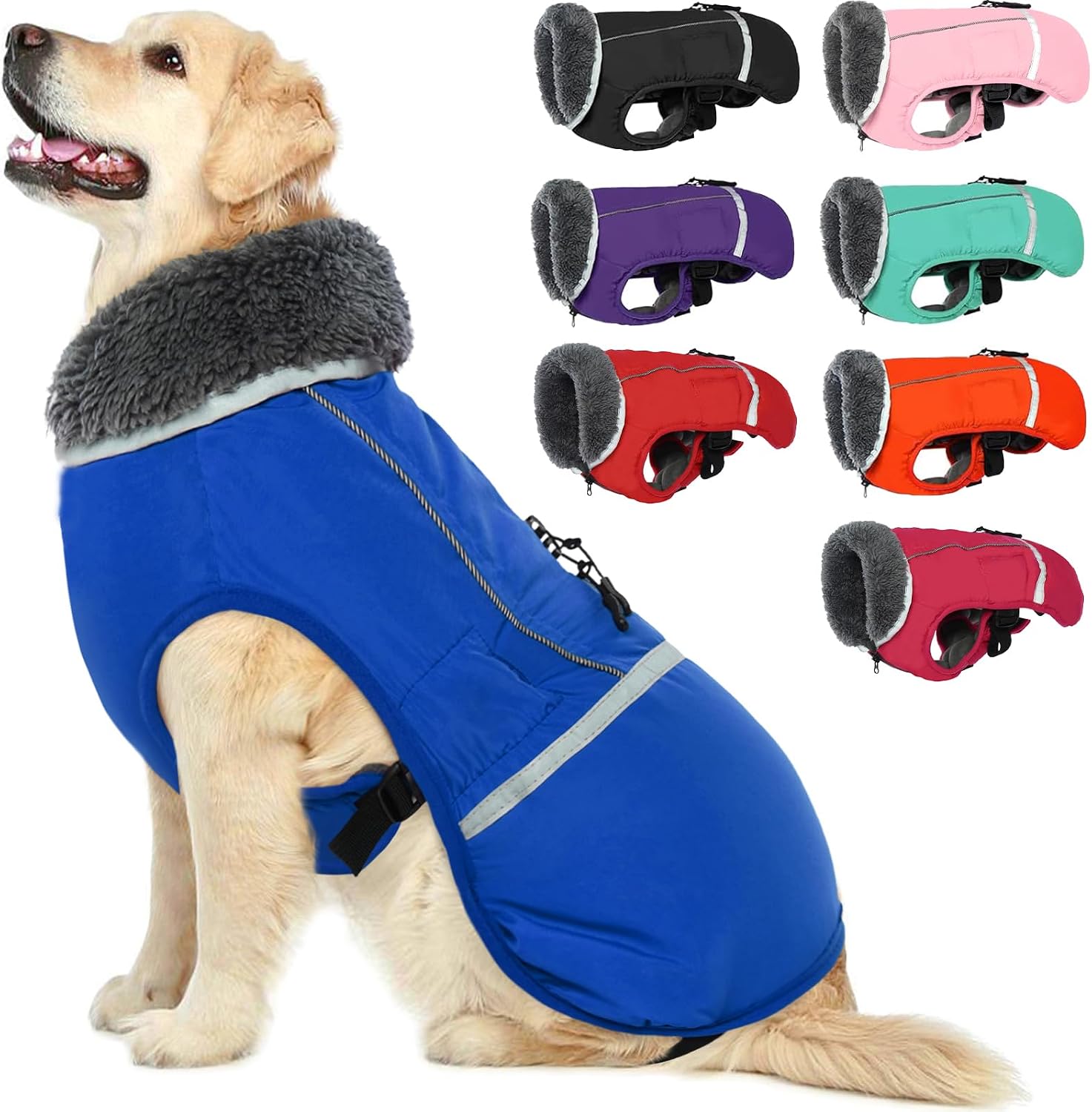 Thumbnail 6 de Warm Dog Coat Reflective Winter Jacket, X-Large Fleece-Lined Vest