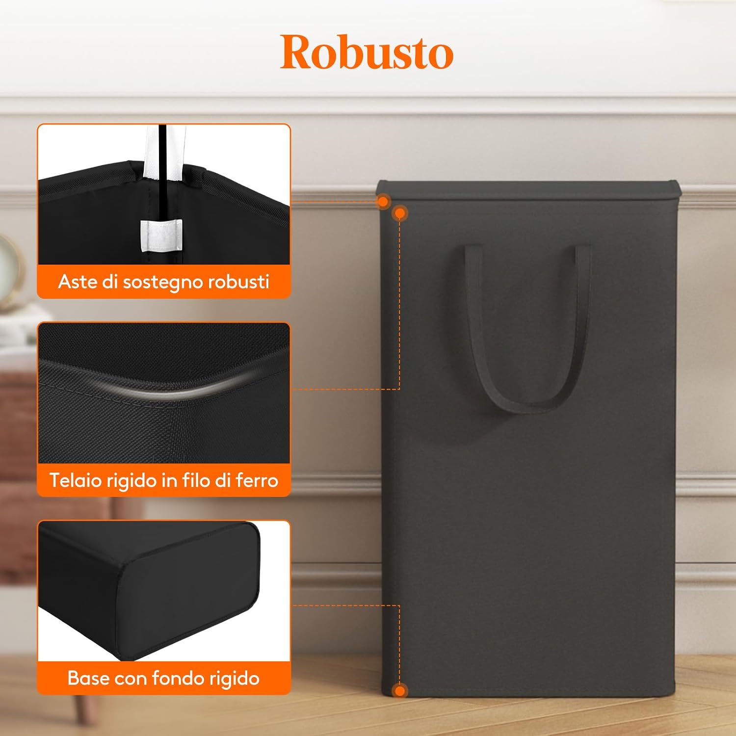 Detalle 2 de Lifewit Cesta portabiancheria 65 L salvaspazio