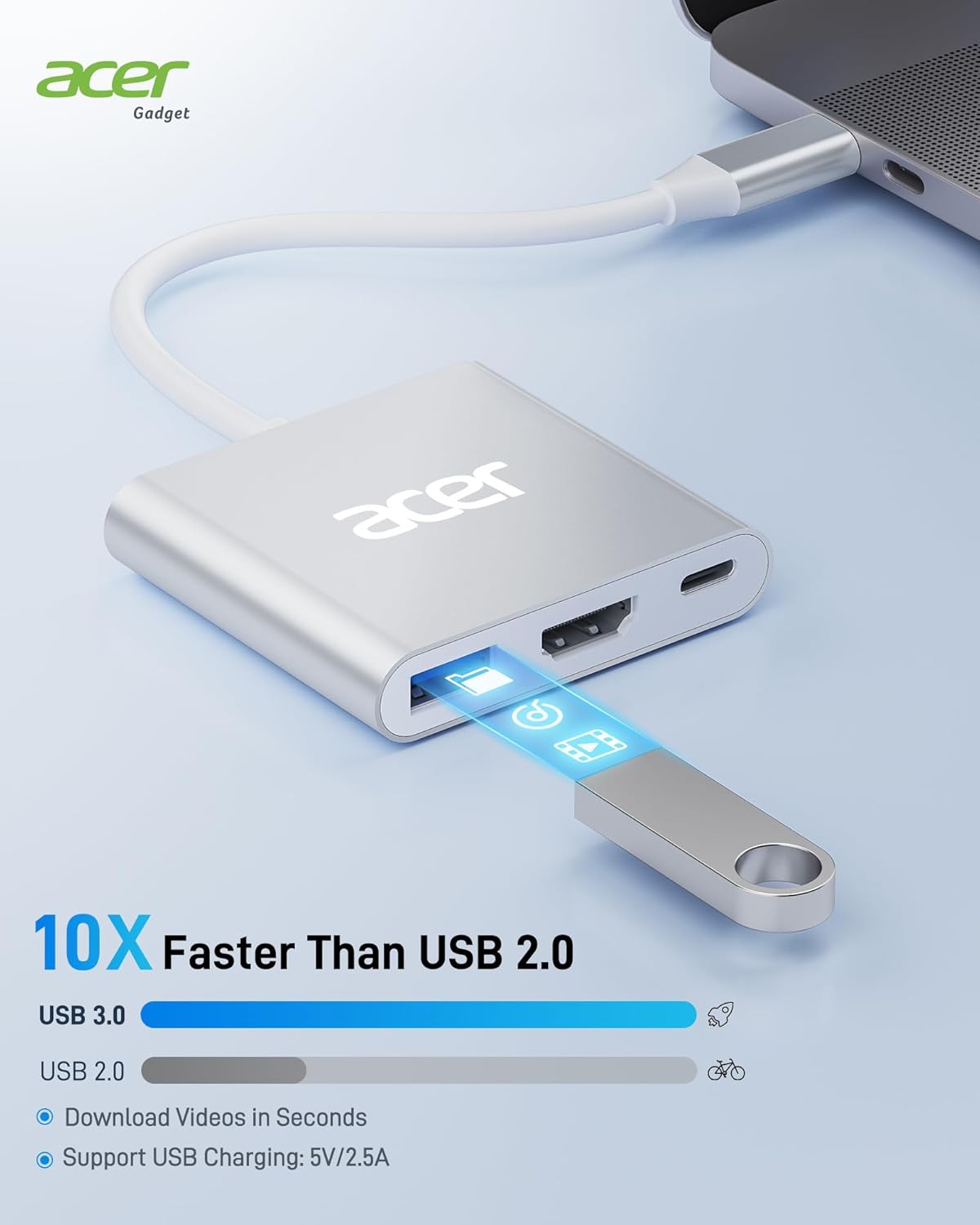 Thumbnail 4 de acer USB C to HDMI Adapter 4K with 100W PD and USB 3.0 🔌