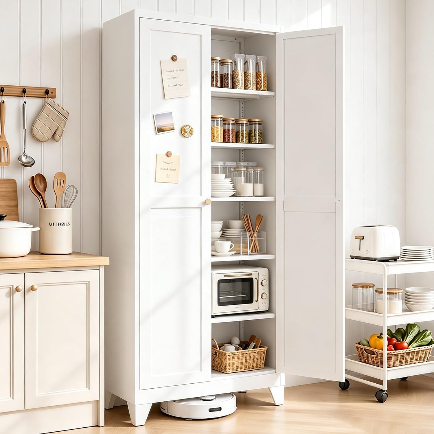 Detalle de Bayunity tyb001 75-Inch Metal Pantry Cabinet with Doors and 5 Adjustable Shelves