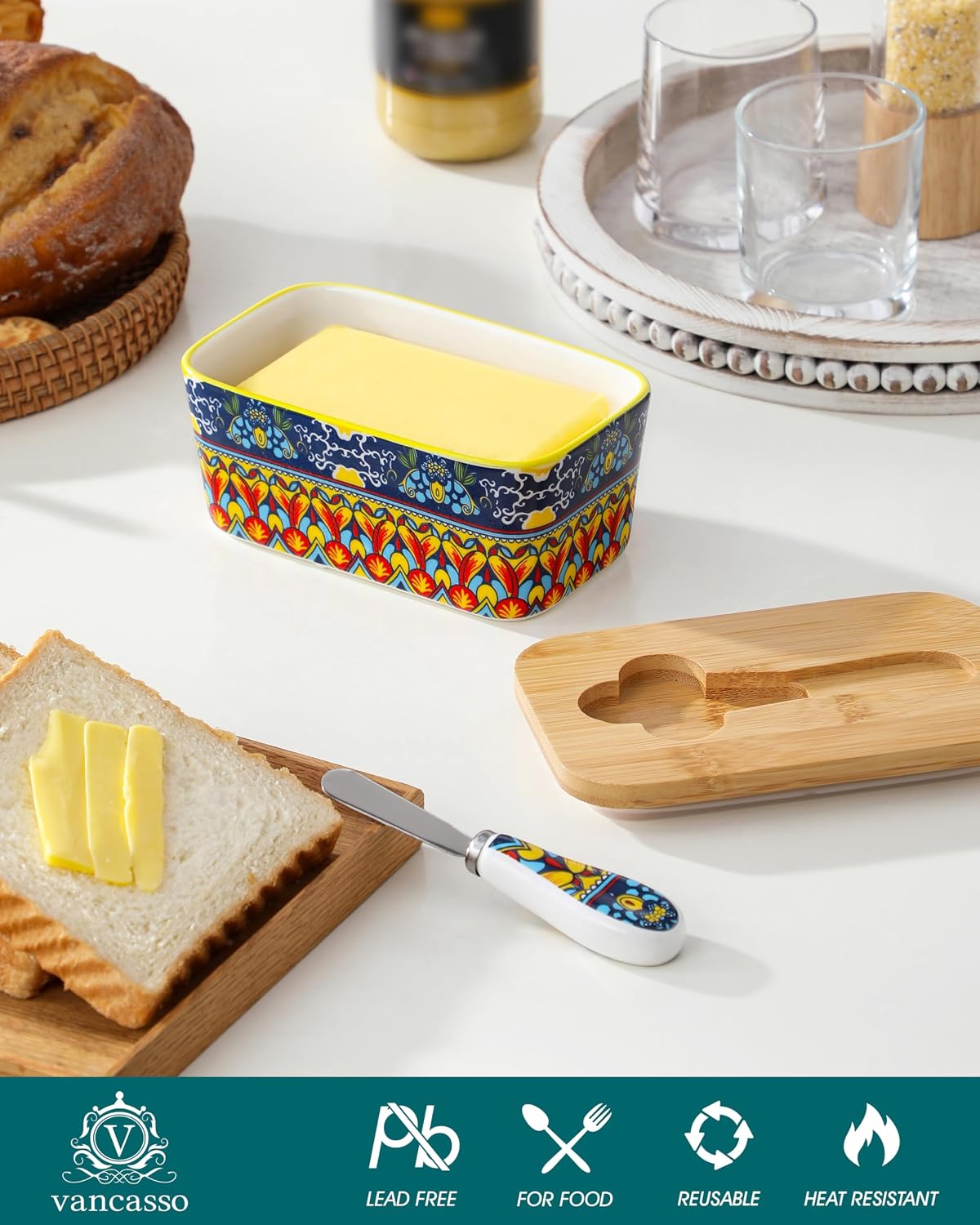 Detalle de vancasso Ceramic Butter Dish, 6.5-Inch
