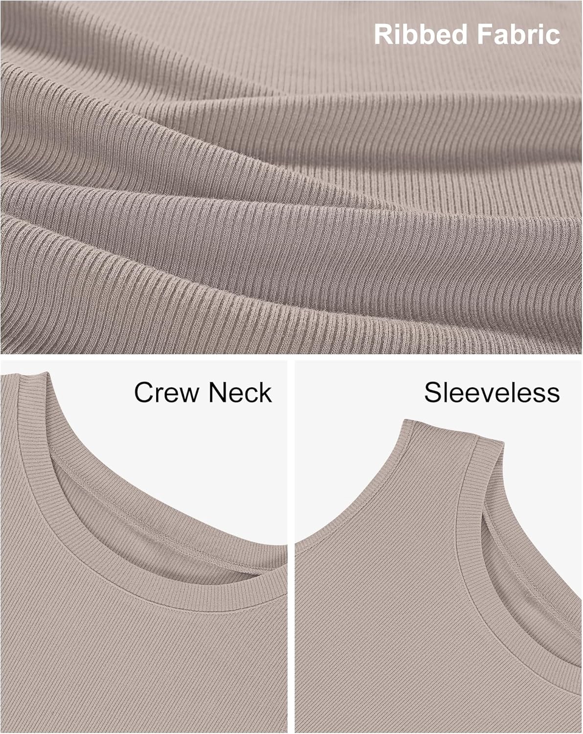 Detalle de PLMOKEN Damen Tank Top Sommer – Rippenmuster, Rundhals, Slim Fit