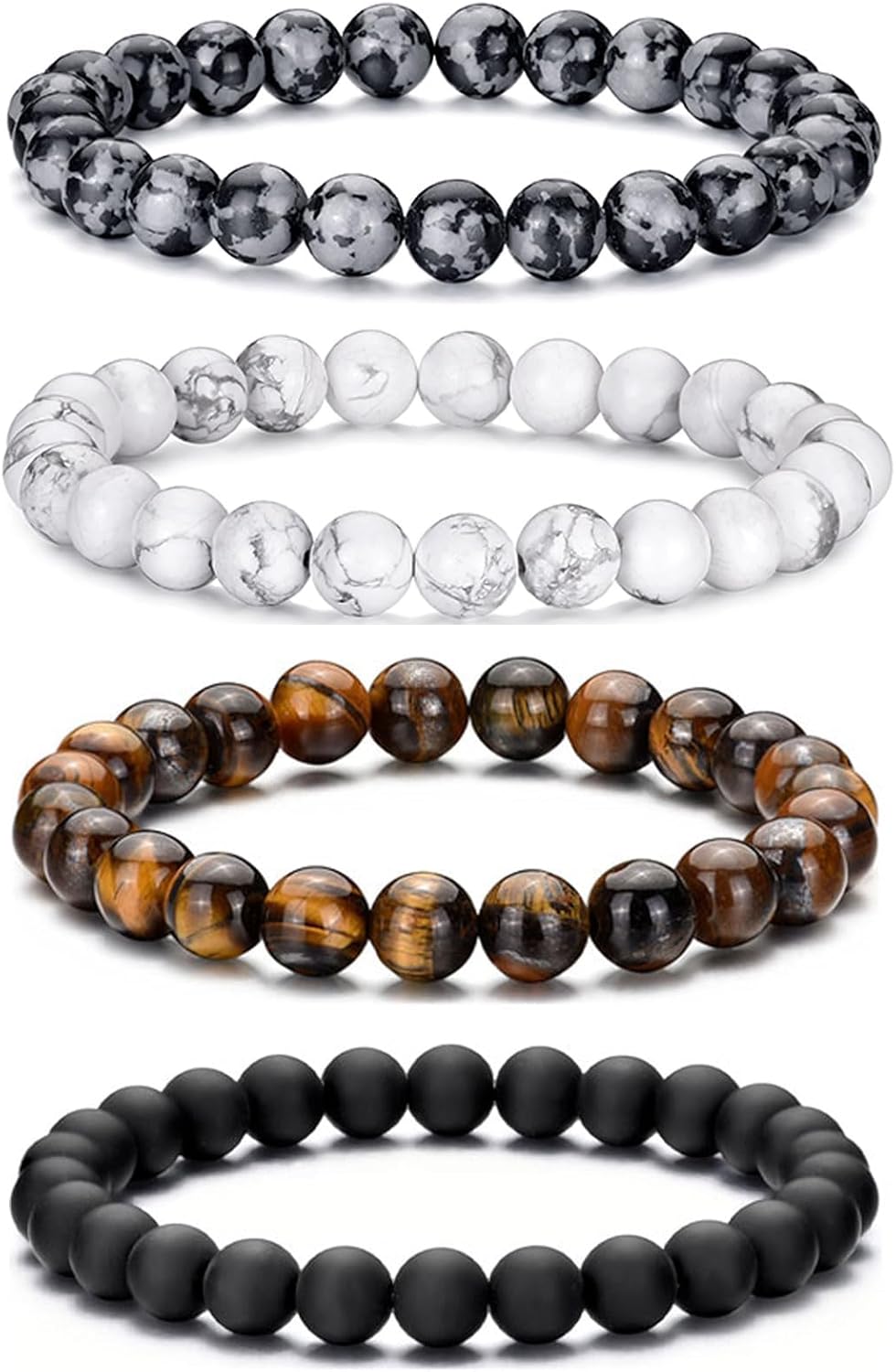 Thumbnail 6 de Bracelet RANKEEF en œil de tigre naturel 8 mm ajustable (noir) pour homme et unisexe