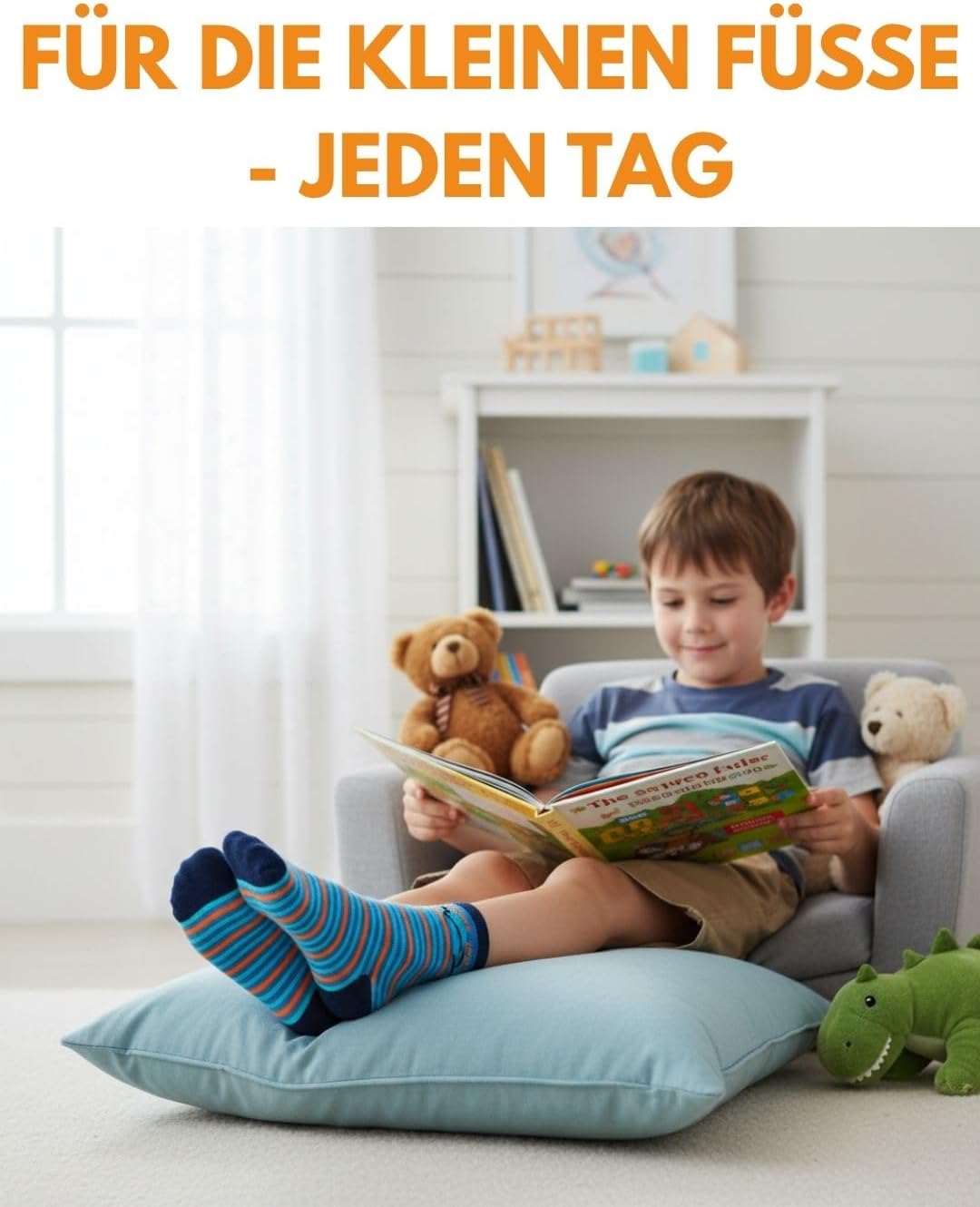Thumbnail 6 de 10 Paar Kinder Socken für Jungen & Mädchen aus Baumwolle – strapazierfähig, elastisch und rutschfest