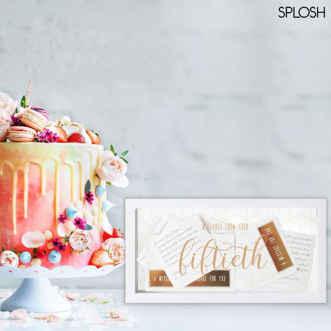 Thumbnail 2 de Splosh 50th Message Box personalised keepsake box with clear panel and 50 message cards