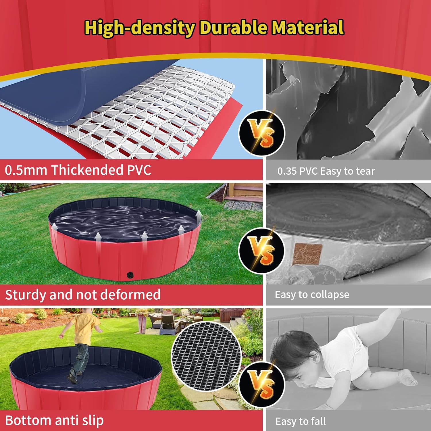 Thumbnail 1 de CACSPS faltbarer Hundepool 81,3 x 20,3 cm (Übergröße) aus Hartplastik – zusammenklappbar für Hunde, Katzen und Kinder