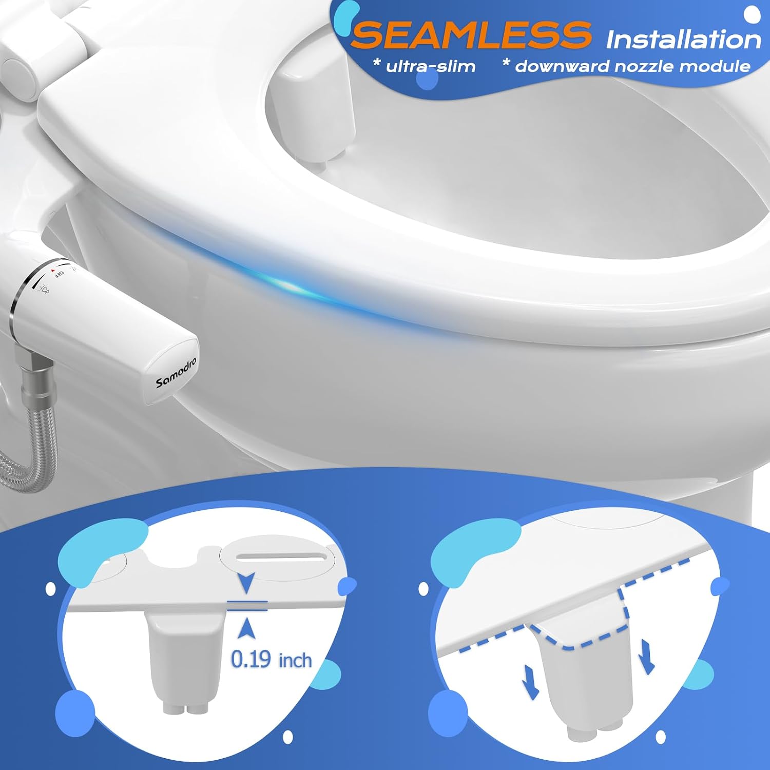 Thumbnail 2 de SAMODRA B007 Ultra-Slim Bidet Attachment with Dual Nozzles and Adjustable Pressure
