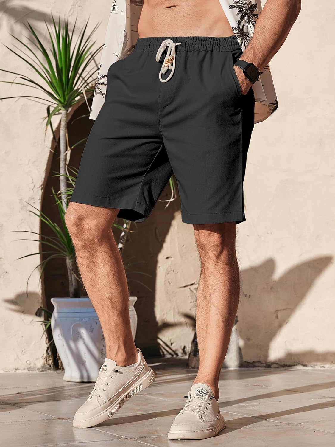 Thumbnail 2 de Comdecevis Men's Linen Shorts: Casual Elastic-Waist Summer Shorts with Pockets