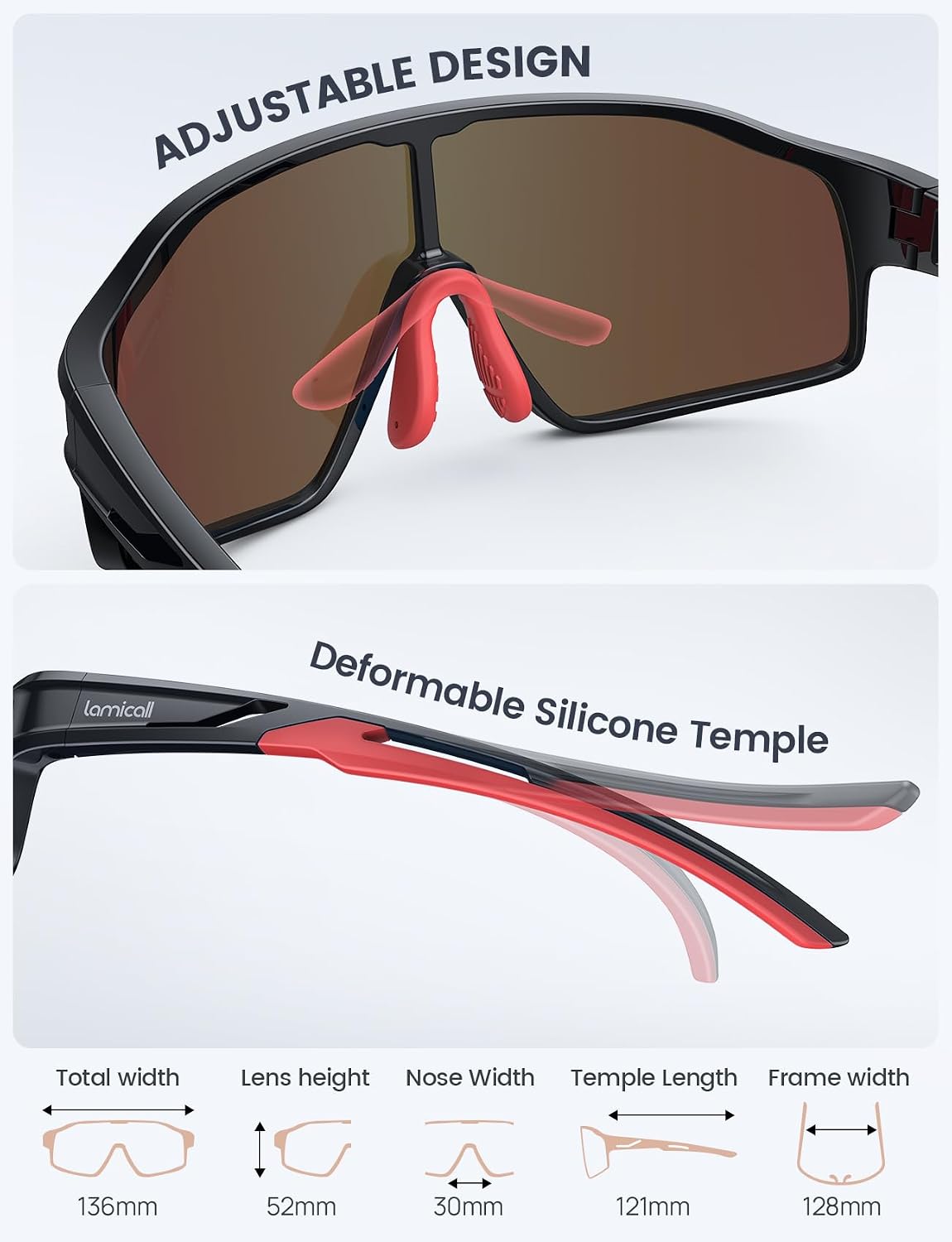 Detalle 2 de Lamicall Kids Polarized Cycling Sunglasses (TR90, 22g) with UV400 Protection