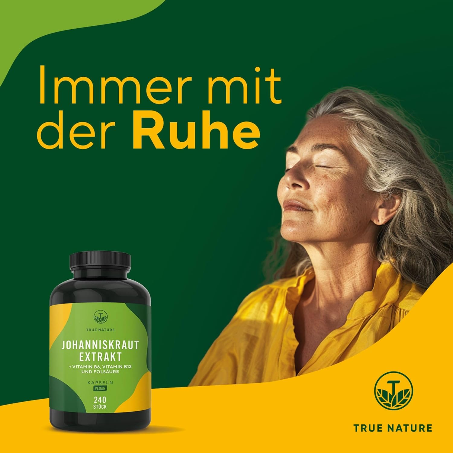 Detalle 2 de Johanniskraut Kapseln hochdosiert (TRUE NATURE) – 240 Kapseln für ca. 8 Monate