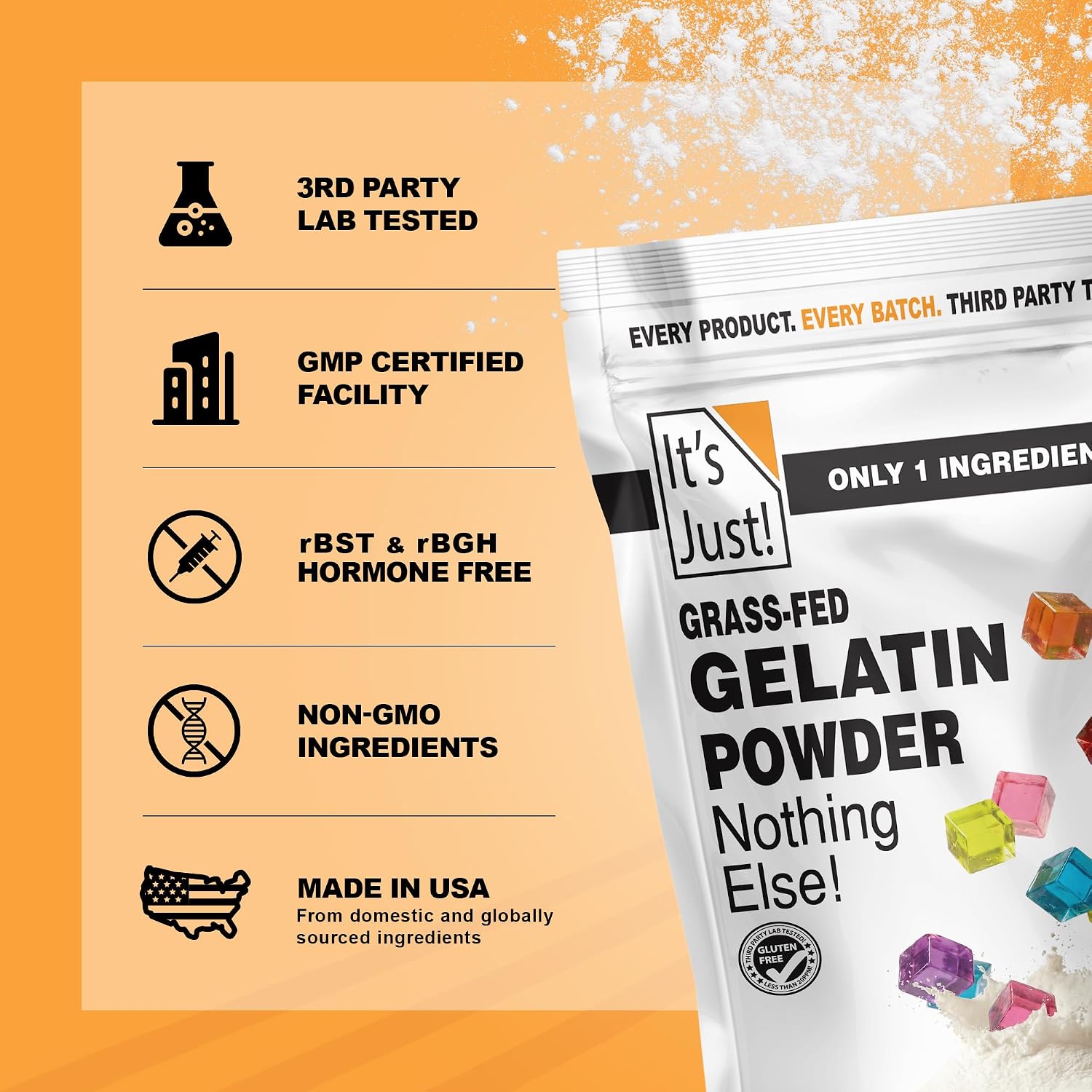 Detalle 2 de It's Just! Grass-Fed Gelatin Powder, Unflavored, 2 lb