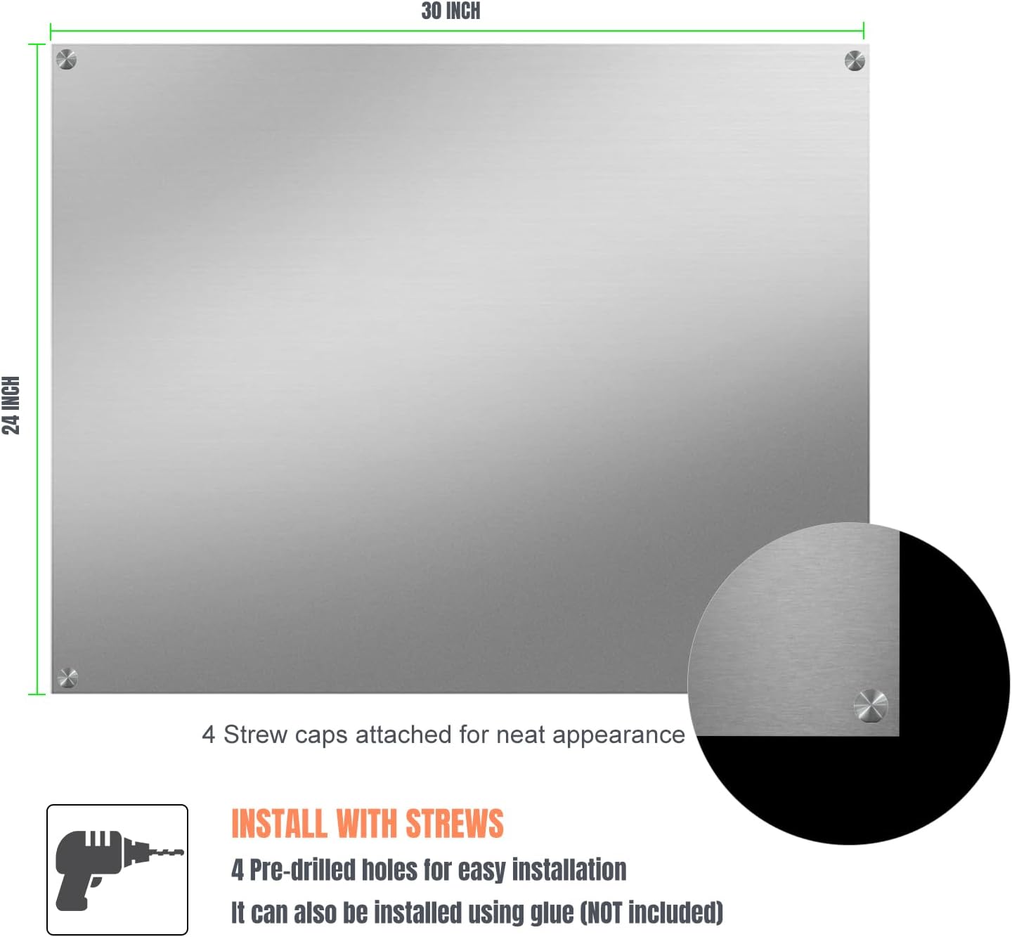Detalle 2 de Stainless Steel Stove Backsplash 24 x 30 in