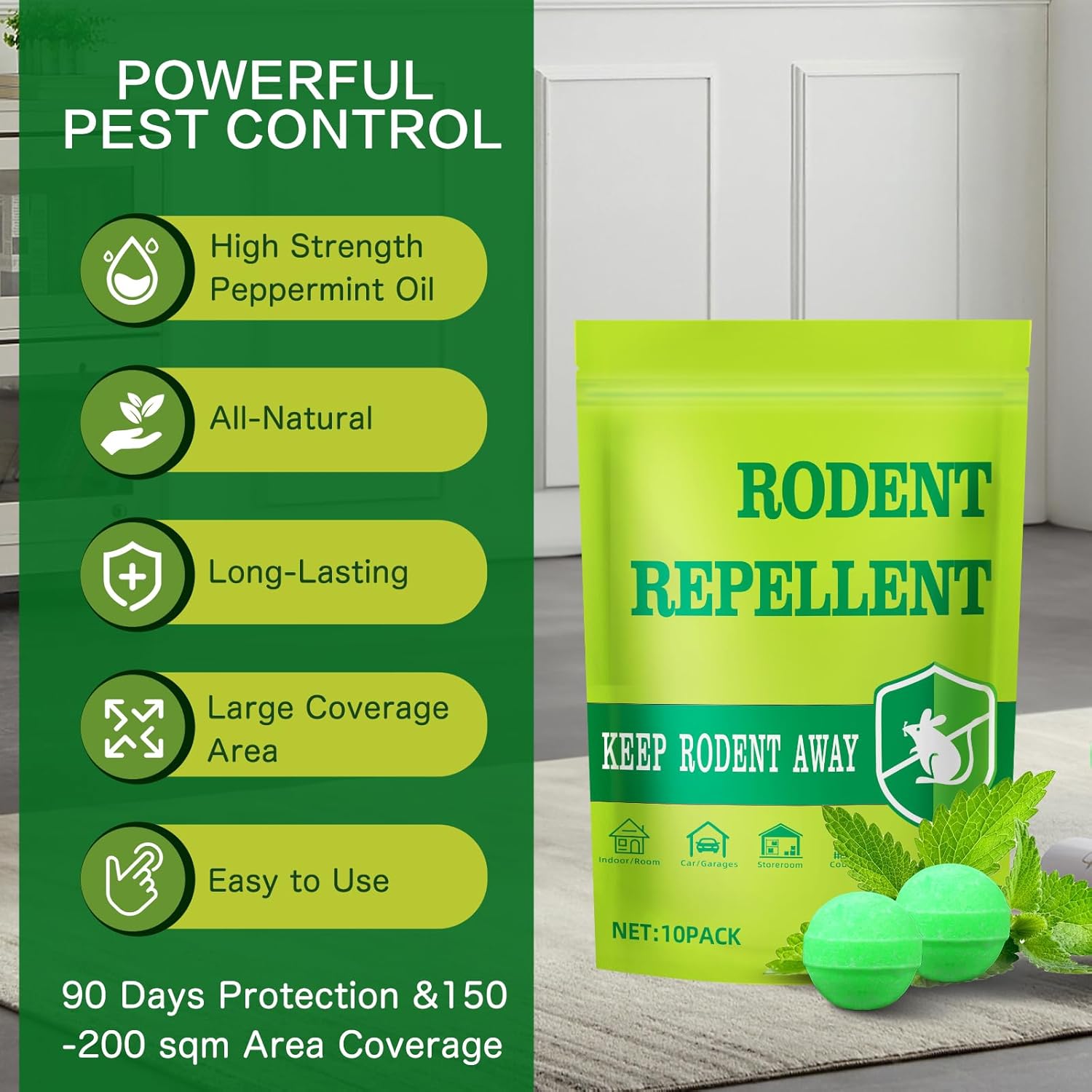 Thumbnail 2 de Jiaonayiyi Natural Peppermint Oil Mouse & Rat Repellent Balls (10 pack) – Indoor & Outdoor pest control