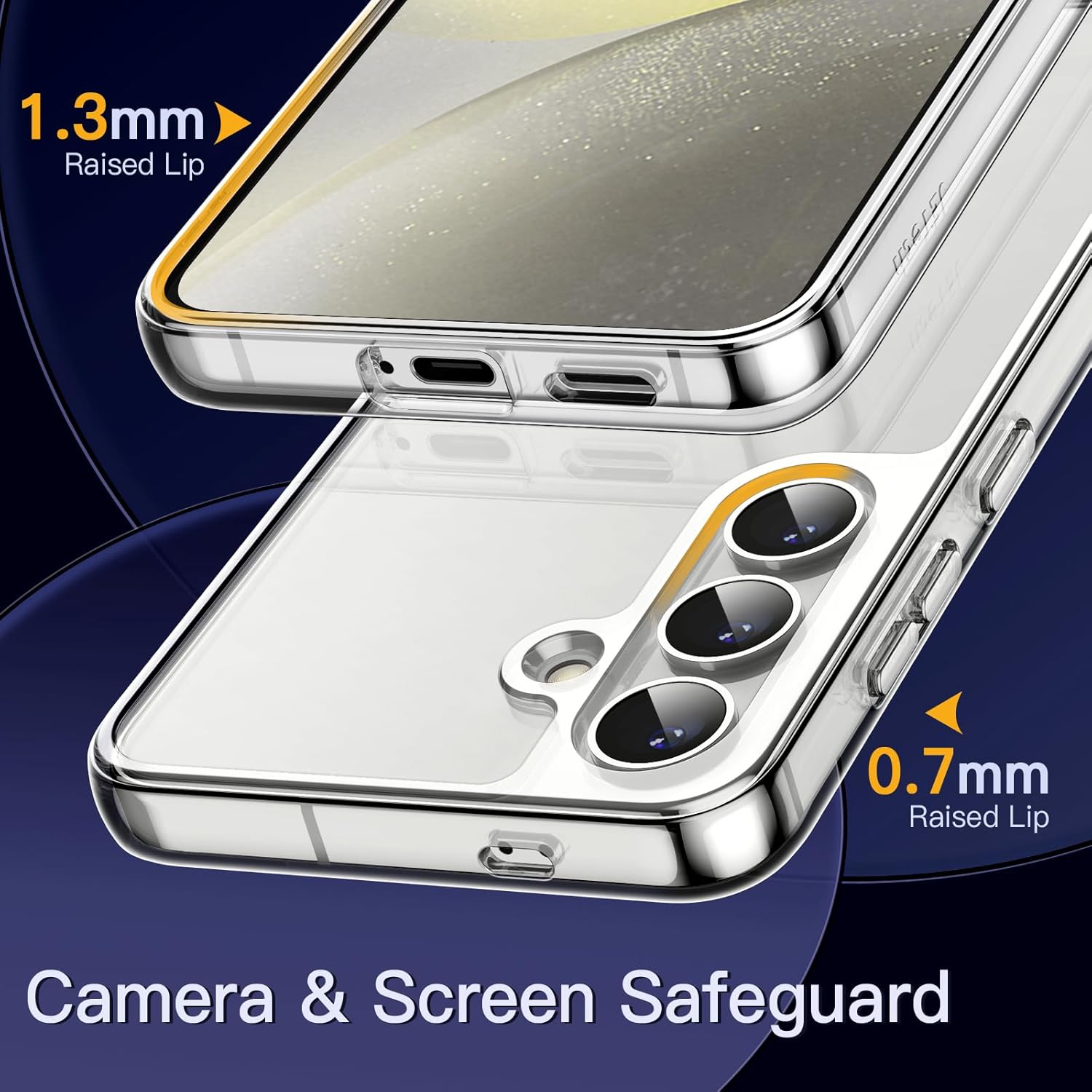 Detalle de JETech Hülle für Samsung Galaxy S24 5G – Transparente Stoßfesthülle mit kratzfester PC-Rückseite