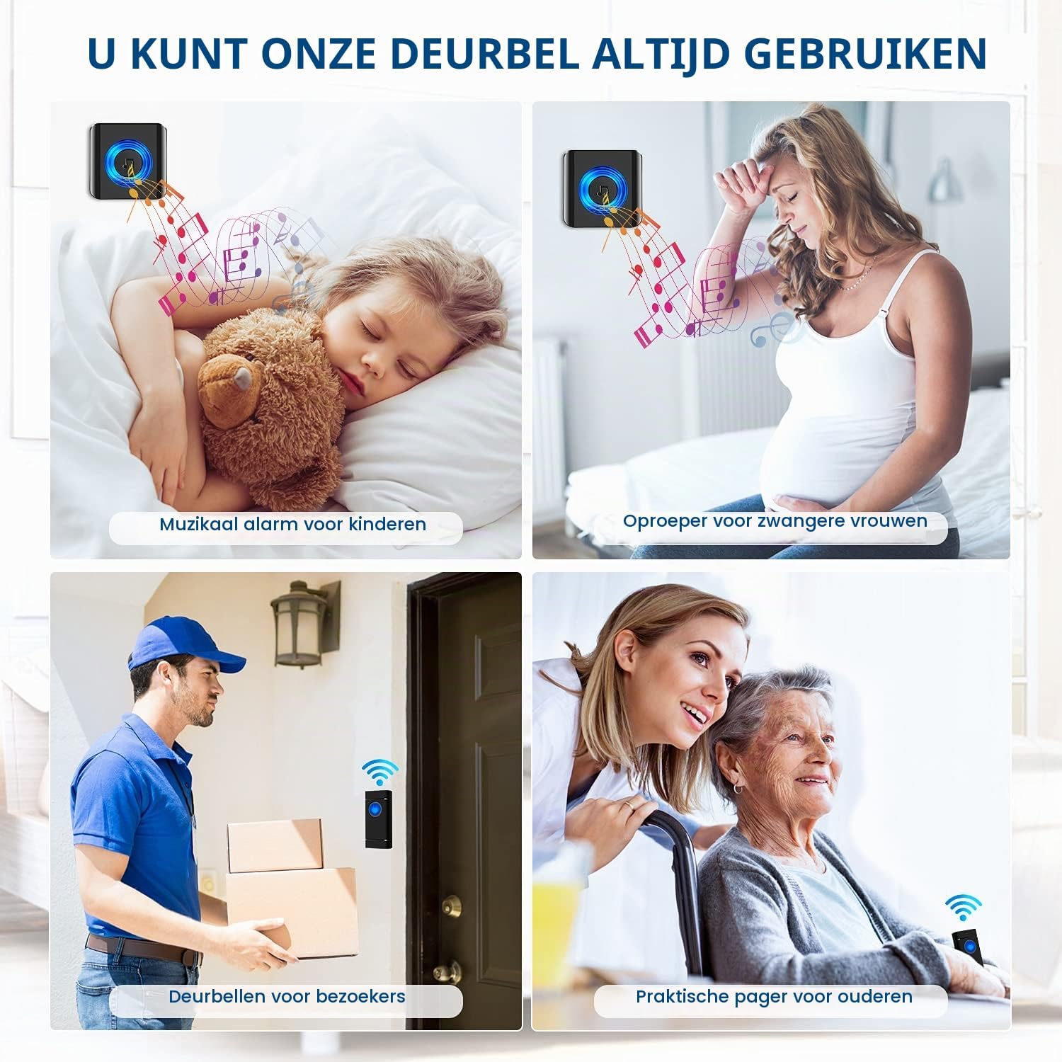 Thumbnail 6 de Satisure draadloze deurbel met 2 zenders, 2 ontvangers, 400 m en IP55