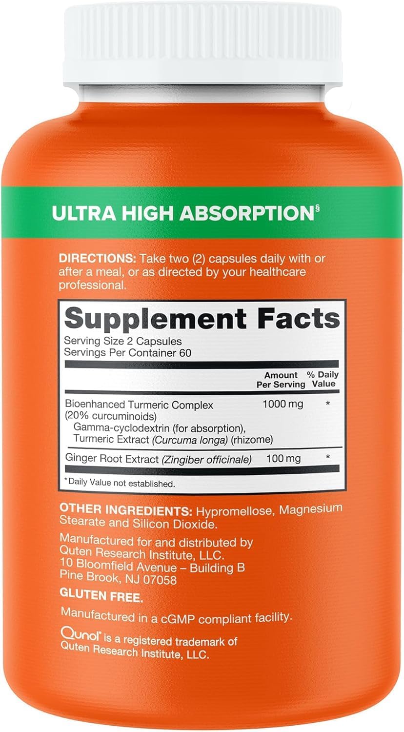 Thumbnail 6 de Qunol Turmeric Curcumin & Ginger Capsules, 1000 mg + 100 mg, 120 Count