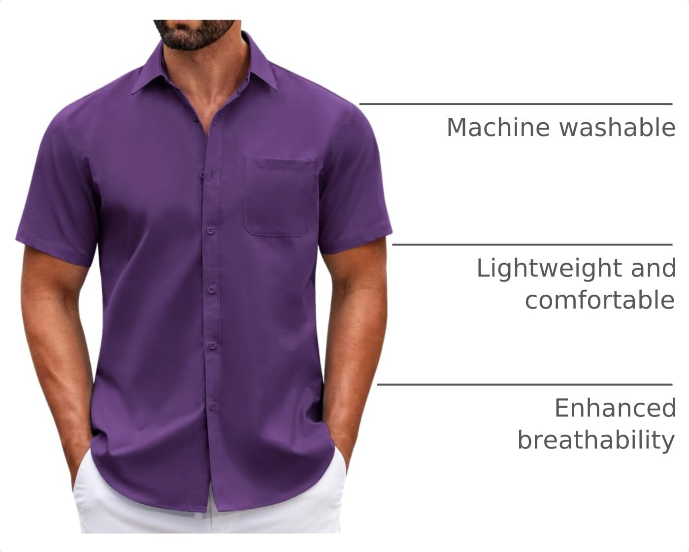 Thumbnail 3 de COOFANDY Short Sleeve Casual Shirt