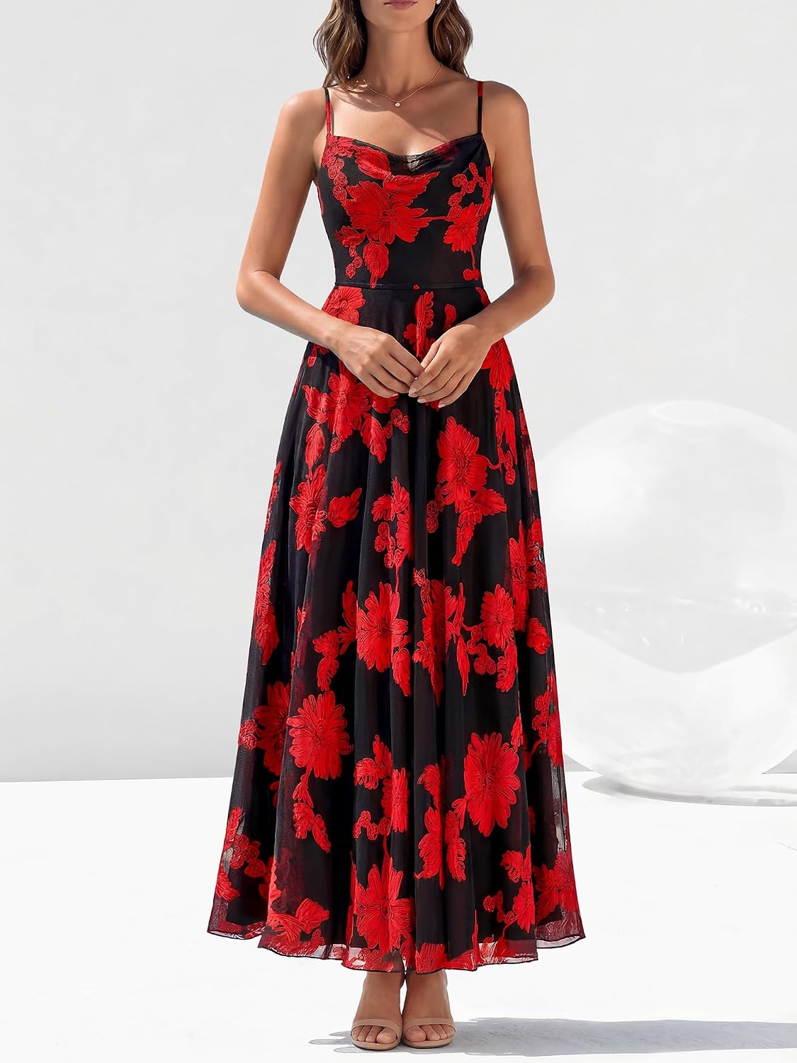 Detalle 2 de BTFBM Women Summer Floral Maxi Dress