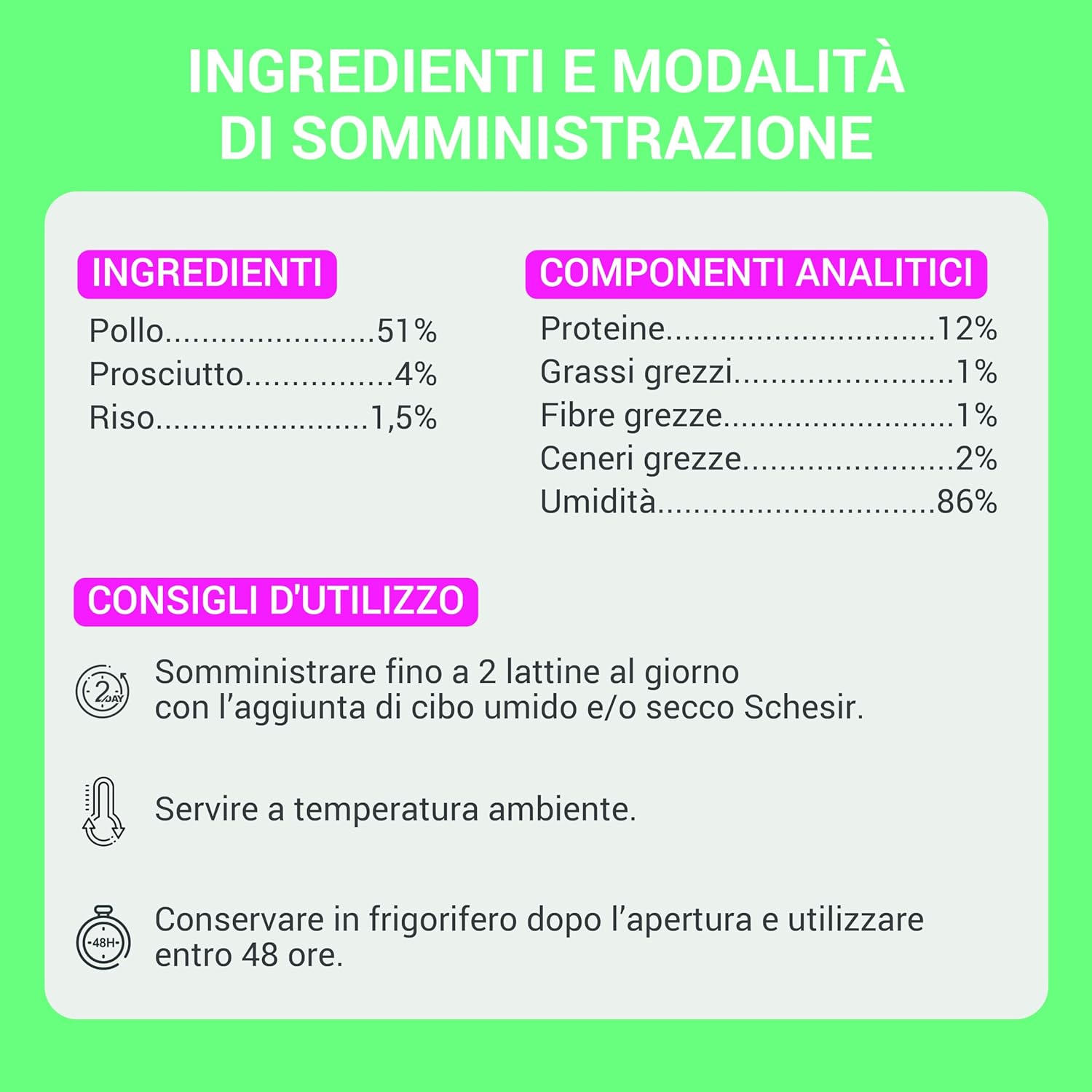 Thumbnail 2 de Schesir Pollo con Prosciutto 12x70g: filetti di pollo in gelatina per gatti da supplemento appetitoso