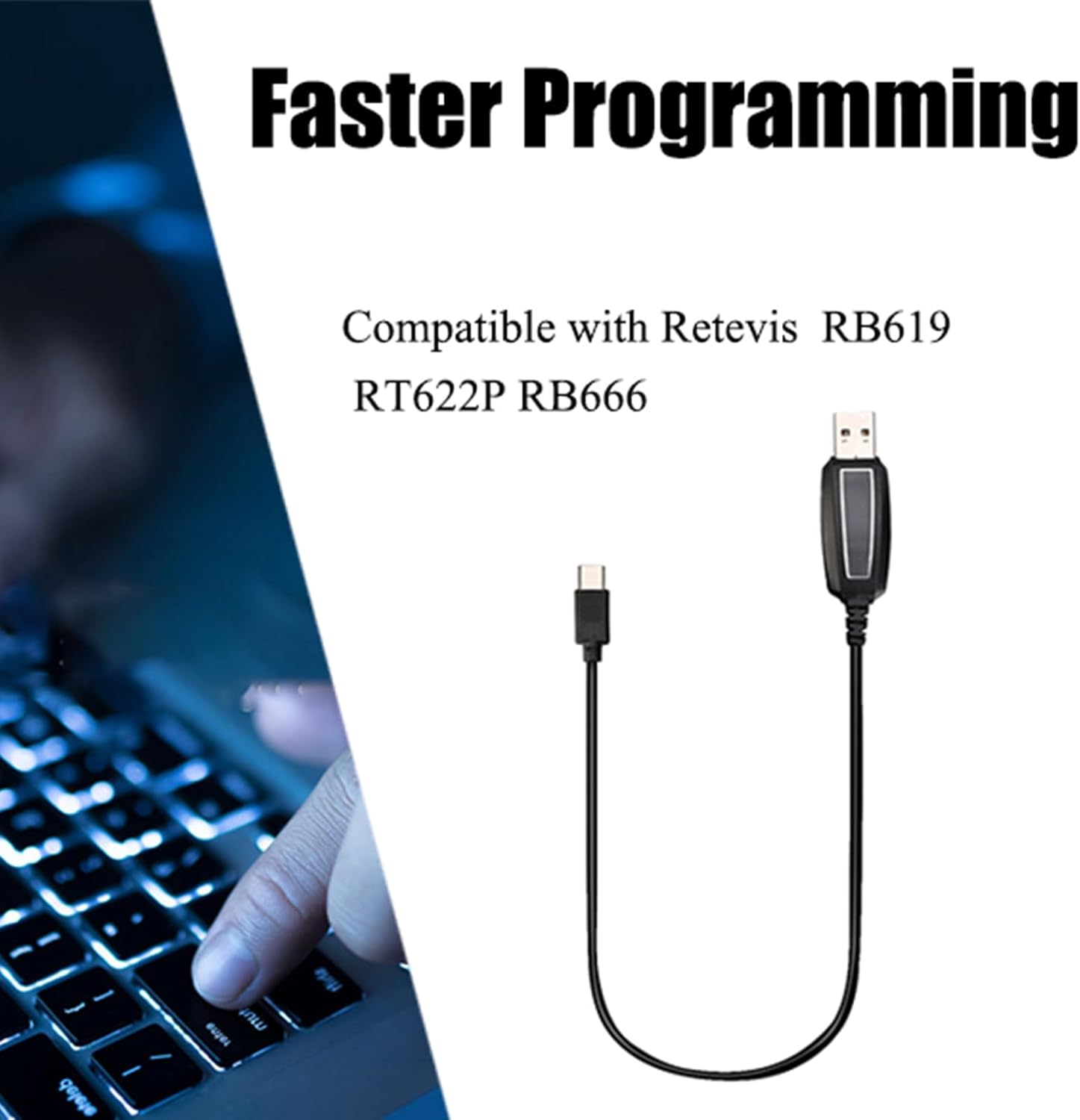 Thumbnail 2 de Retevis RT622P USB Programmierkabel Typ C – kompatibel mit RT665, RB619, RT622P, RB666