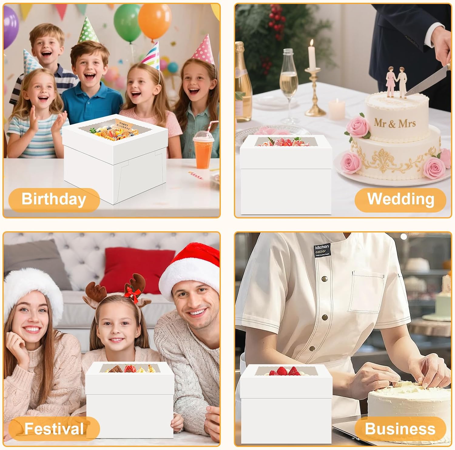 Thumbnail 6 de Essenya 10x10x8-Inch Tall Cake Boxes with Window, 15-Pack