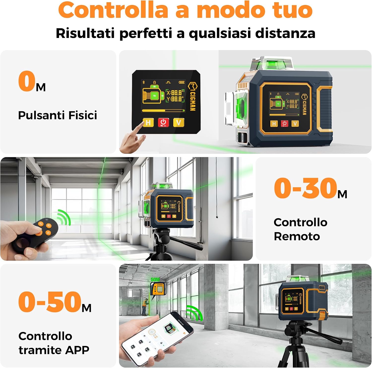 Thumbnail 3 de Livella Laser CIGMAN CMS03: 3x360° autolivellante, controllo via App e display LCD