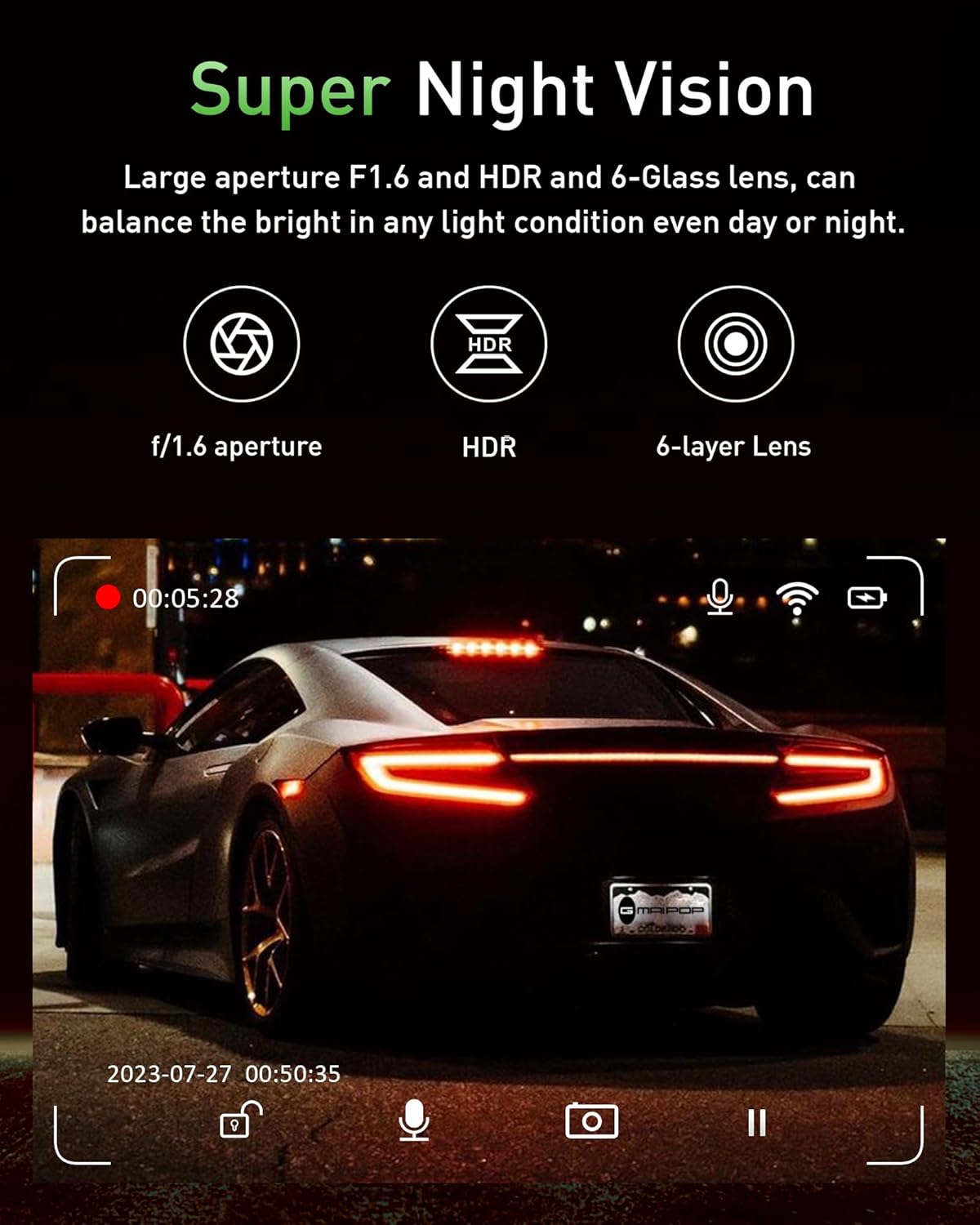 Thumbnail 4 de Dash Cam Front and Rear 4K+1080P WiFi Dual