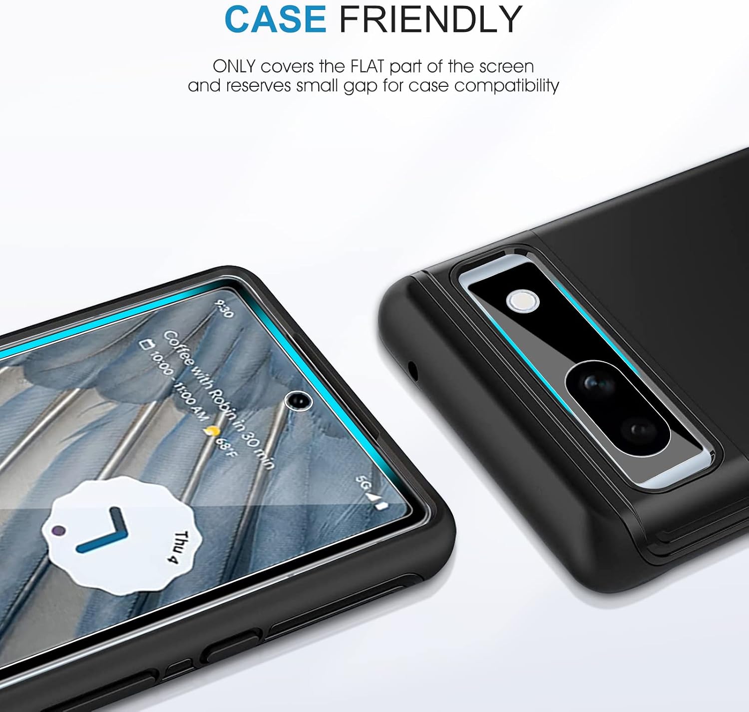 Detalle 2 de SPARIN Schutzfolienset für Google Pixel 7a: Panzer Glas mit Kameraschutz, Installationsrahmen und 3+2 Stück