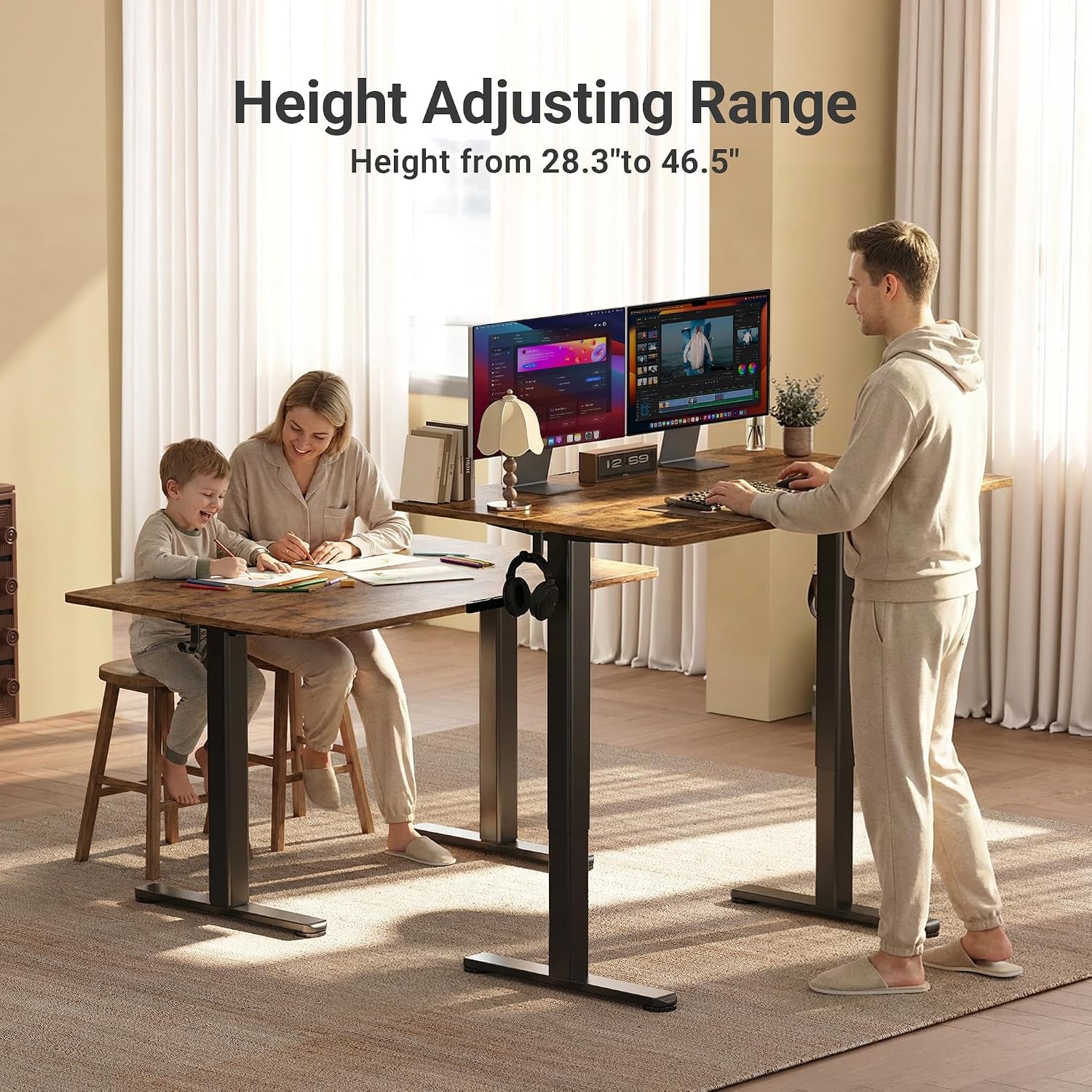 Thumbnail 3 de Claiks P1.01.001 Electric Standing Desk, 48 x 24 in, Rustic Brown