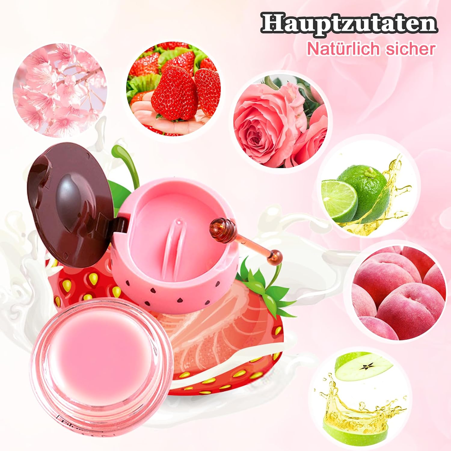 Detalle de PENCHUAN Bee Balm lippenbalsem, set van 4 voor dag- en nachtverzorging