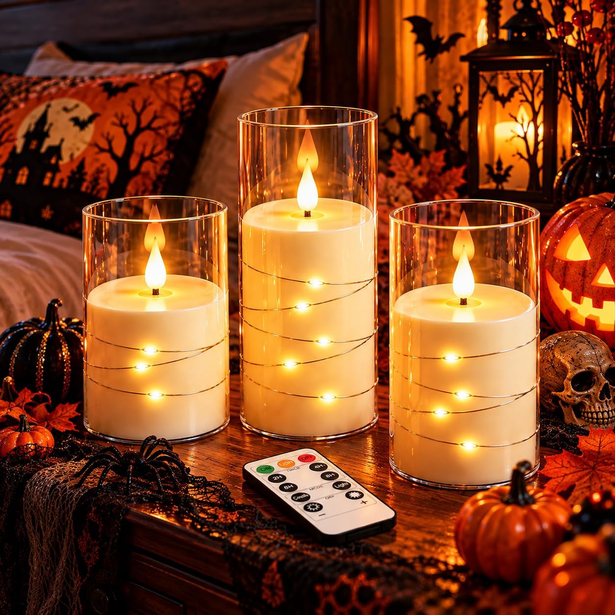 Thumbnail 5 de Da by CHLZ-3 Ivory Flameless Taper Candles, Remote-Controlled LED 3-Pack