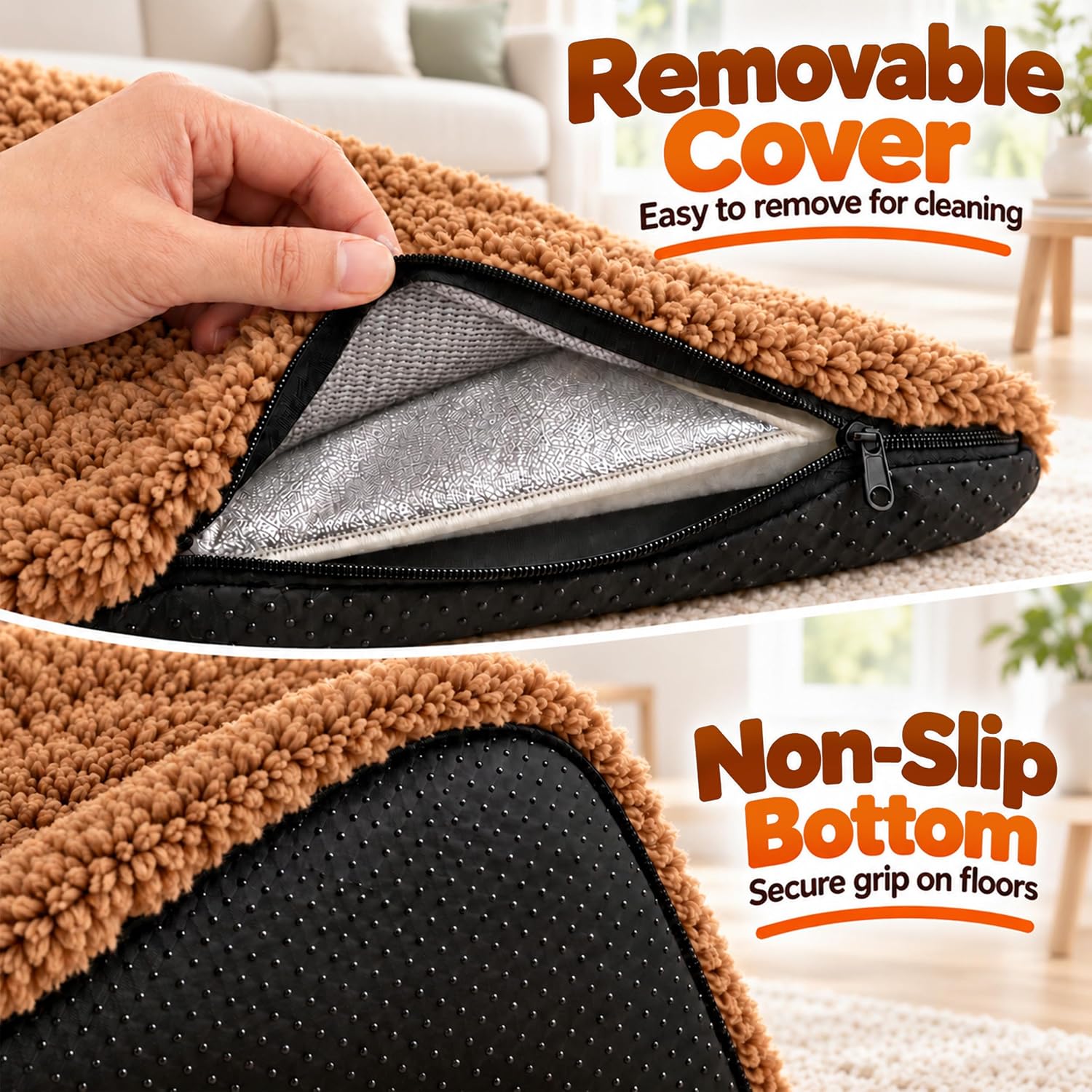 Thumbnail 6 de PatiencET DZZL-GND Self-Warming Cat Bed, 18" x 24" Fleece Mat, Khaki