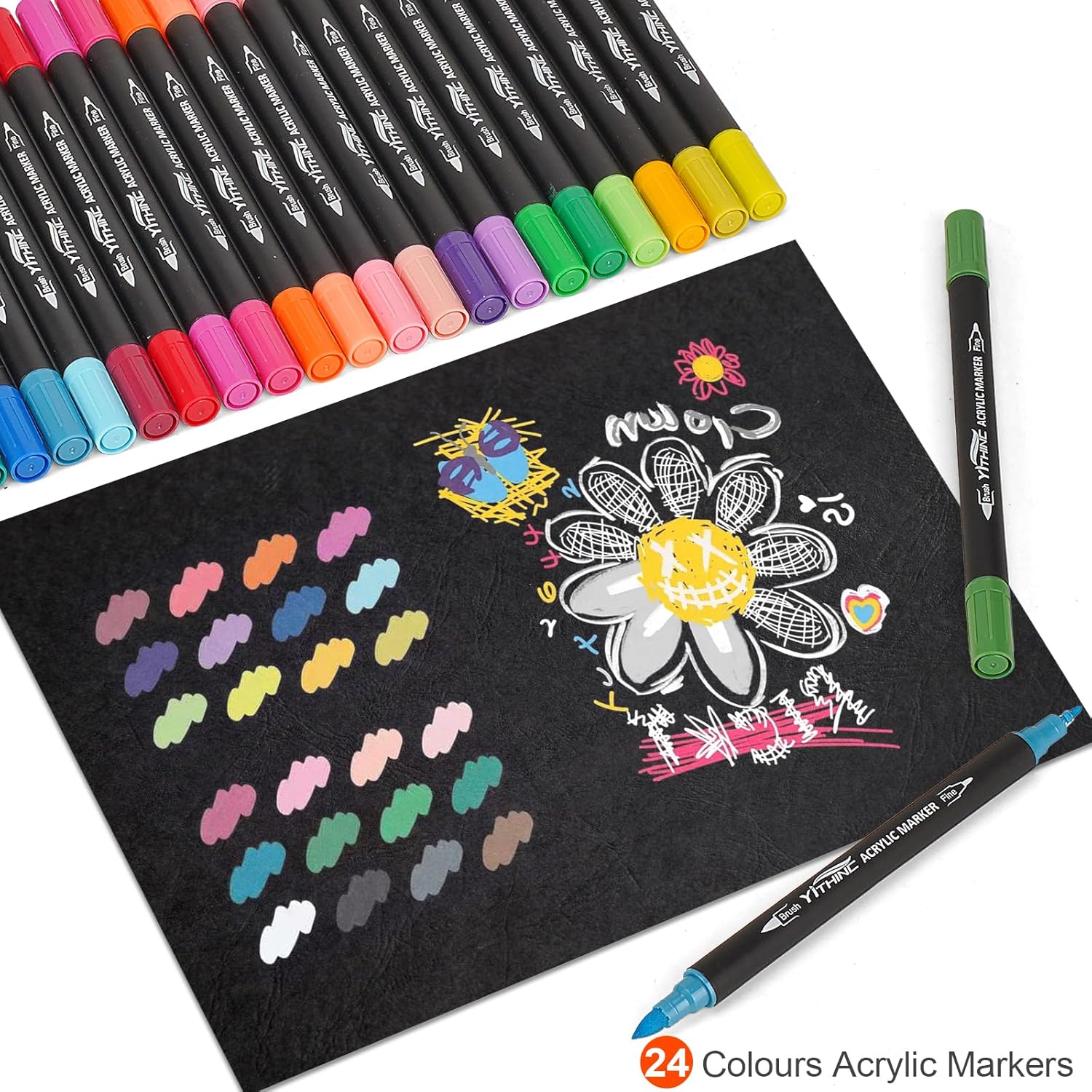 Thumbnail 3 de Acrylic Paint Pens, Dual Tip 72-Colour Set for Rock, Stone, Ceramic and More