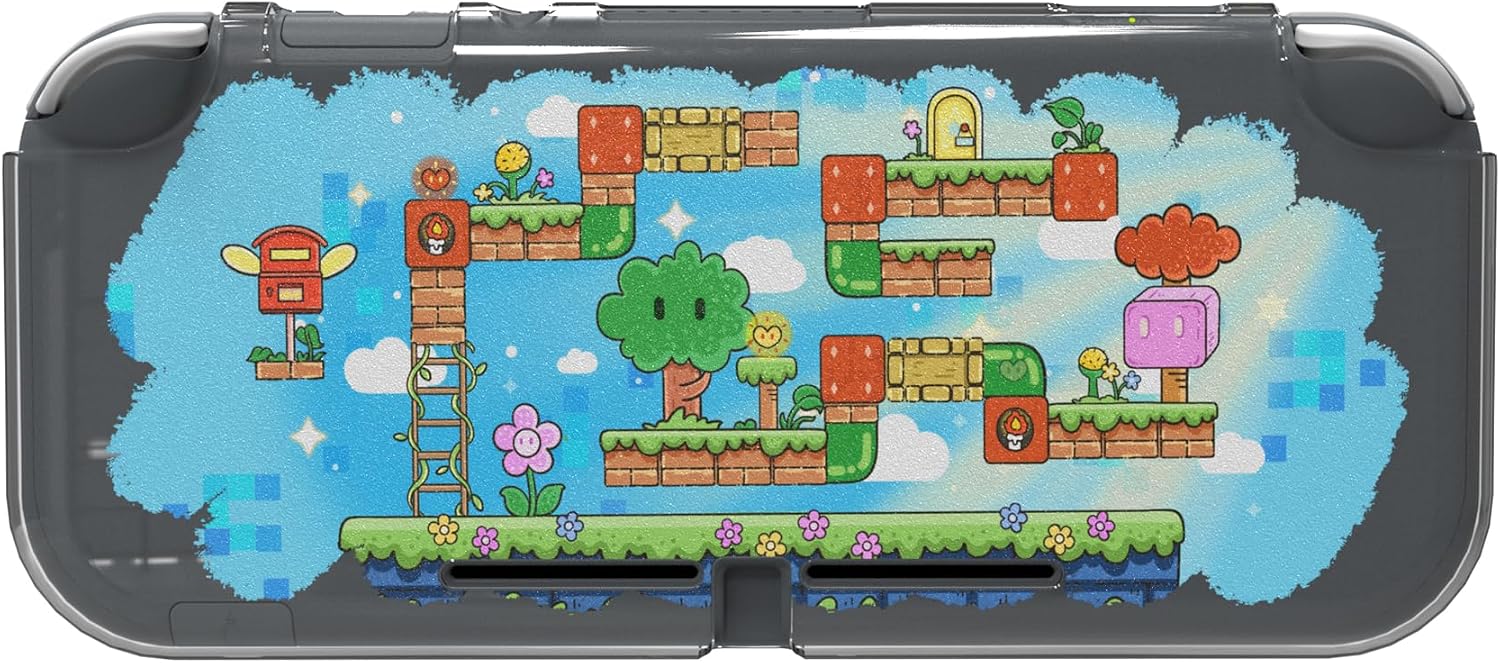 Detalle de PlayVital Custom Protective Case for Nintendo Switch Lite — Slim TPU Cover (Blocks Adventure)