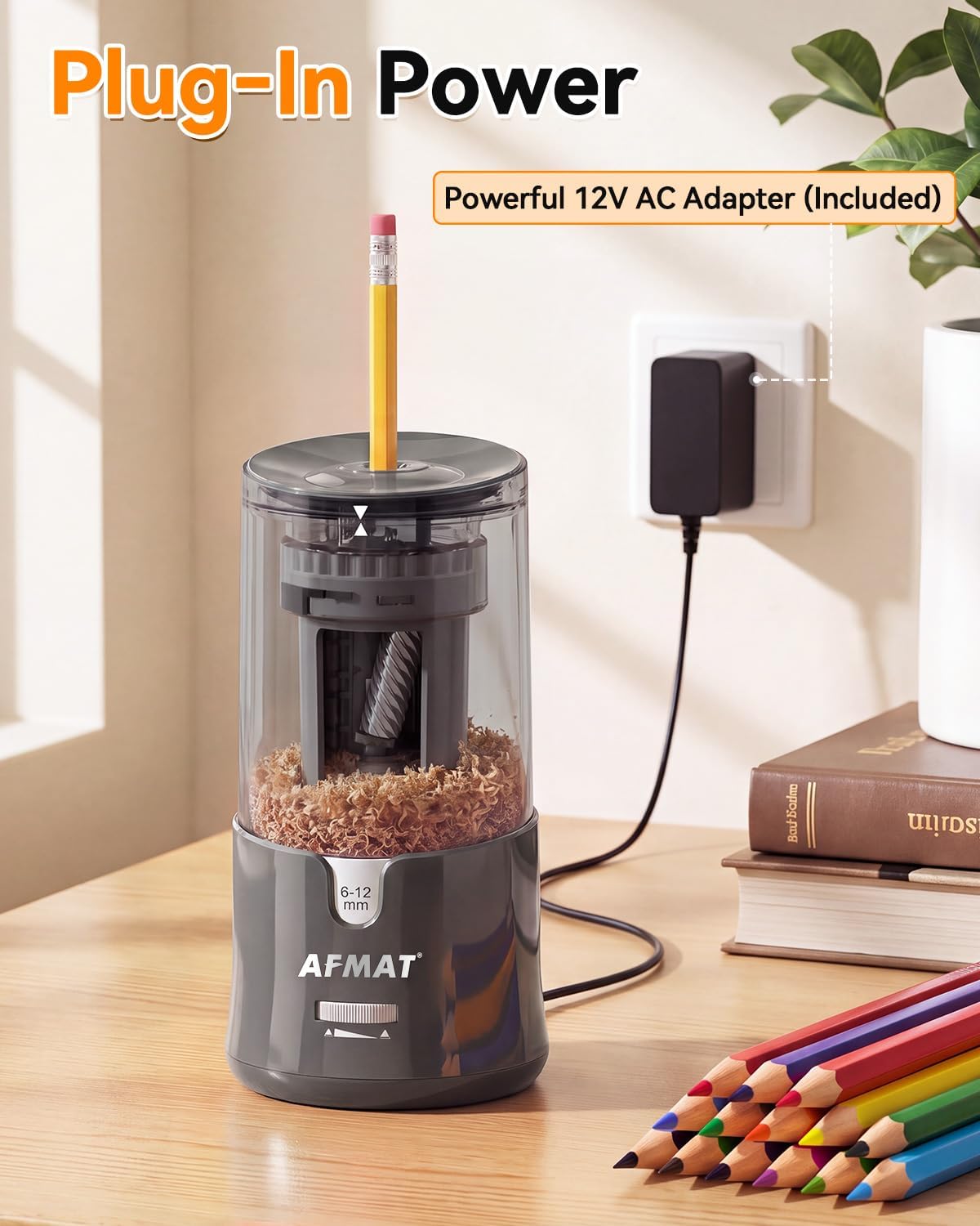 Thumbnail 6 de AFMAT PS91 Electric Pencil Sharpener for 6–12 mm Pencils, Auto Stop