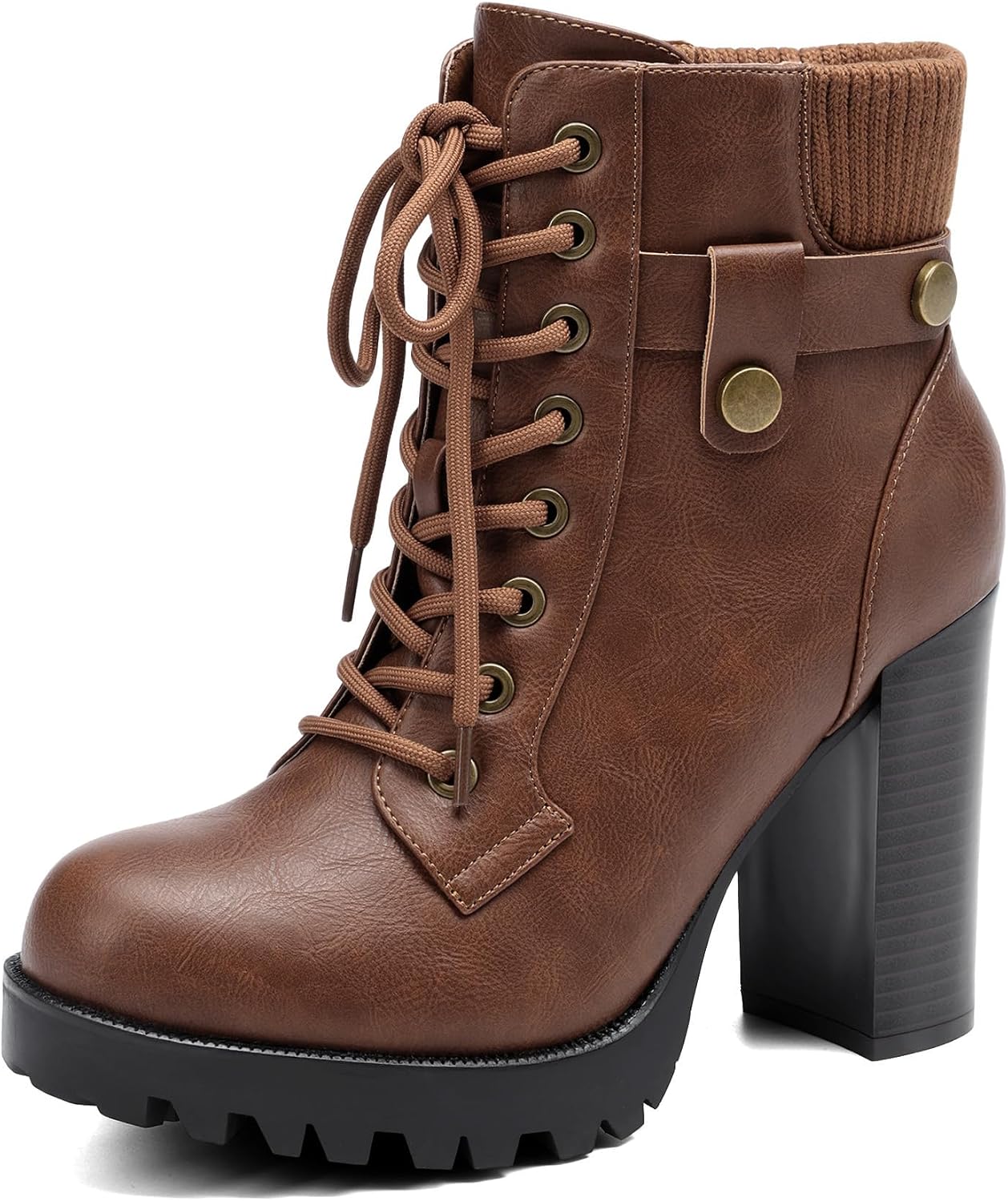 Thumbnail 5 de DREAM PAIRS Lace Up Combat Ankle Boots, High Heel 3.5in