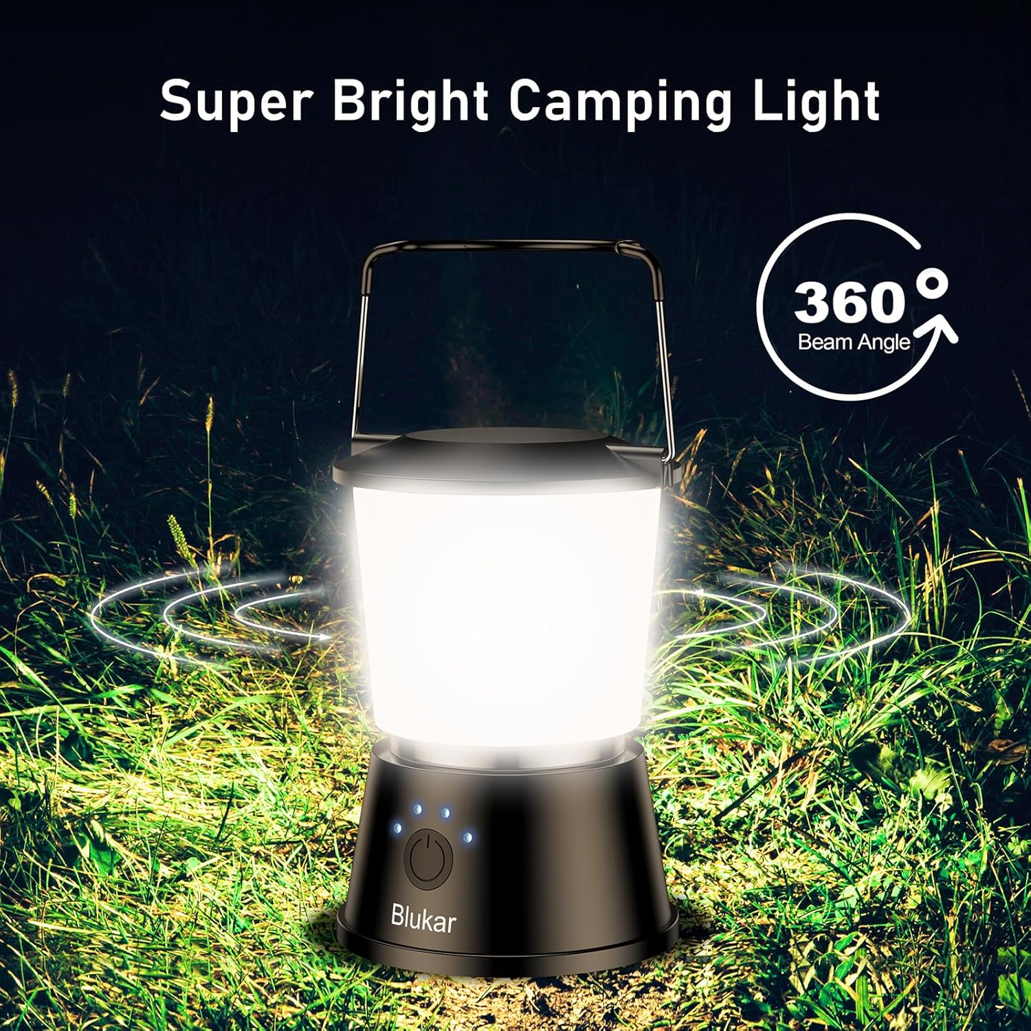 Thumbnail 1 de Blukar tragbare LED-Campinglampe (bis 2.000 lm), aufladbar per USB‑C – 5 Modi, stufenlos dimmbar & Notfallfunktion