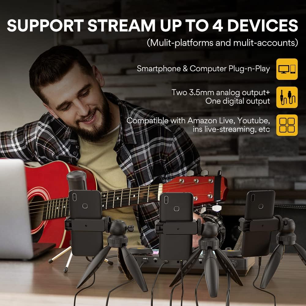 Detalle de MAONO AU-AM200-S1 Podcast Mixer Bundle with Mic, 4 Custom Sound Pads